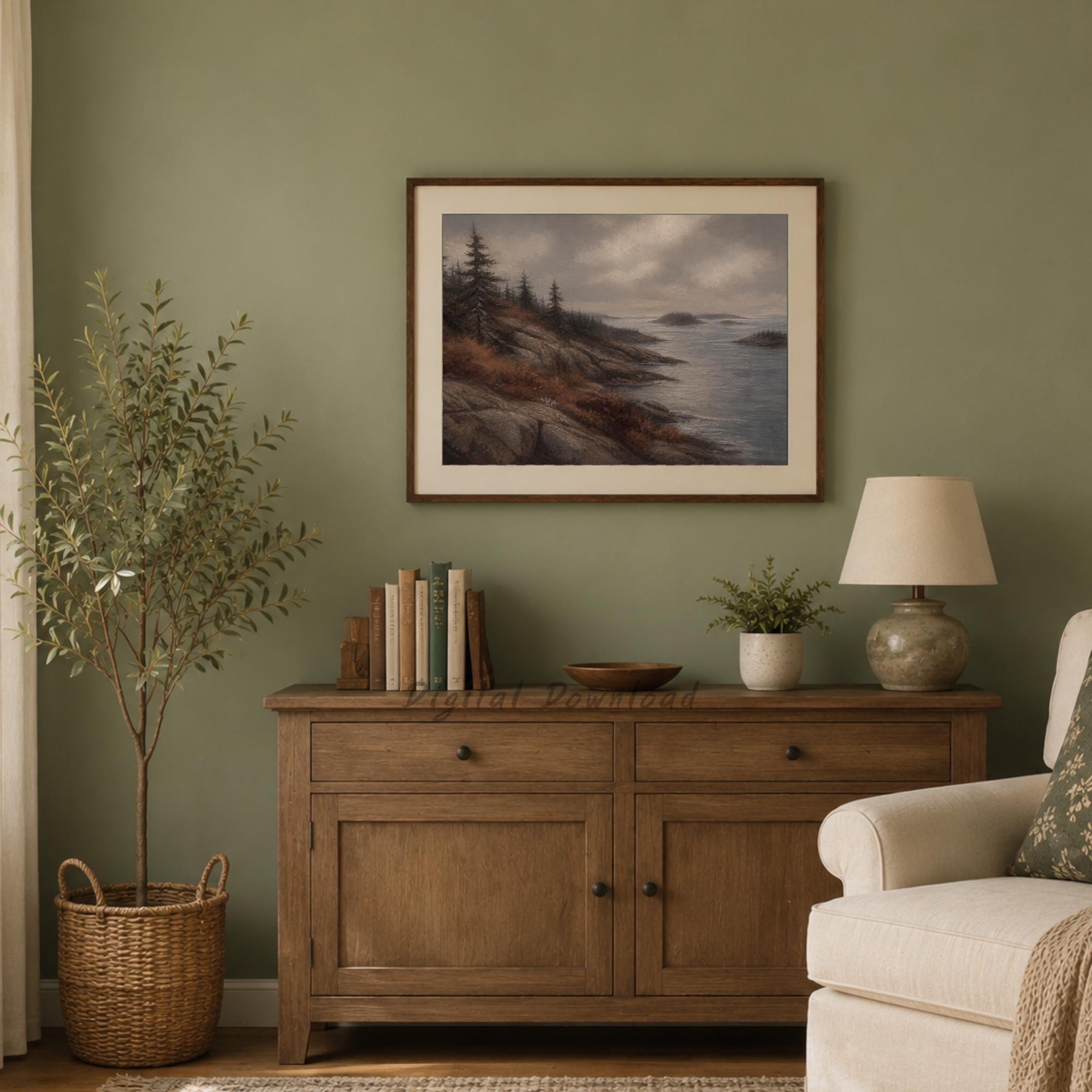 Vintage Coastal Wall Art | Moody Seascape Landscape Print | Rocky Shore Printable Digital Download — image 7