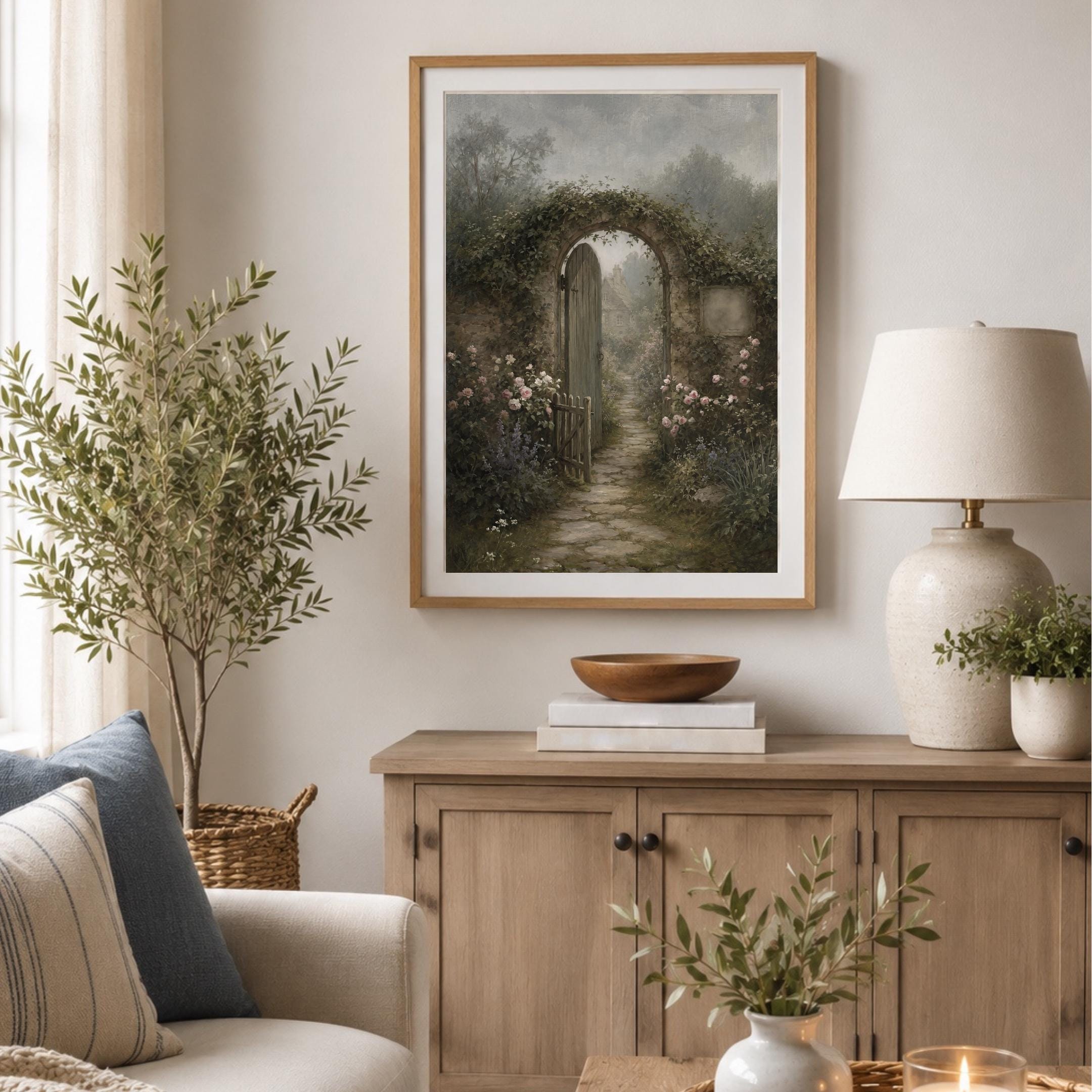 Vintage Secret Garden Wall Art, Hidden Cottage Gate Print, English Garden Decor (Digital Download) — image 5