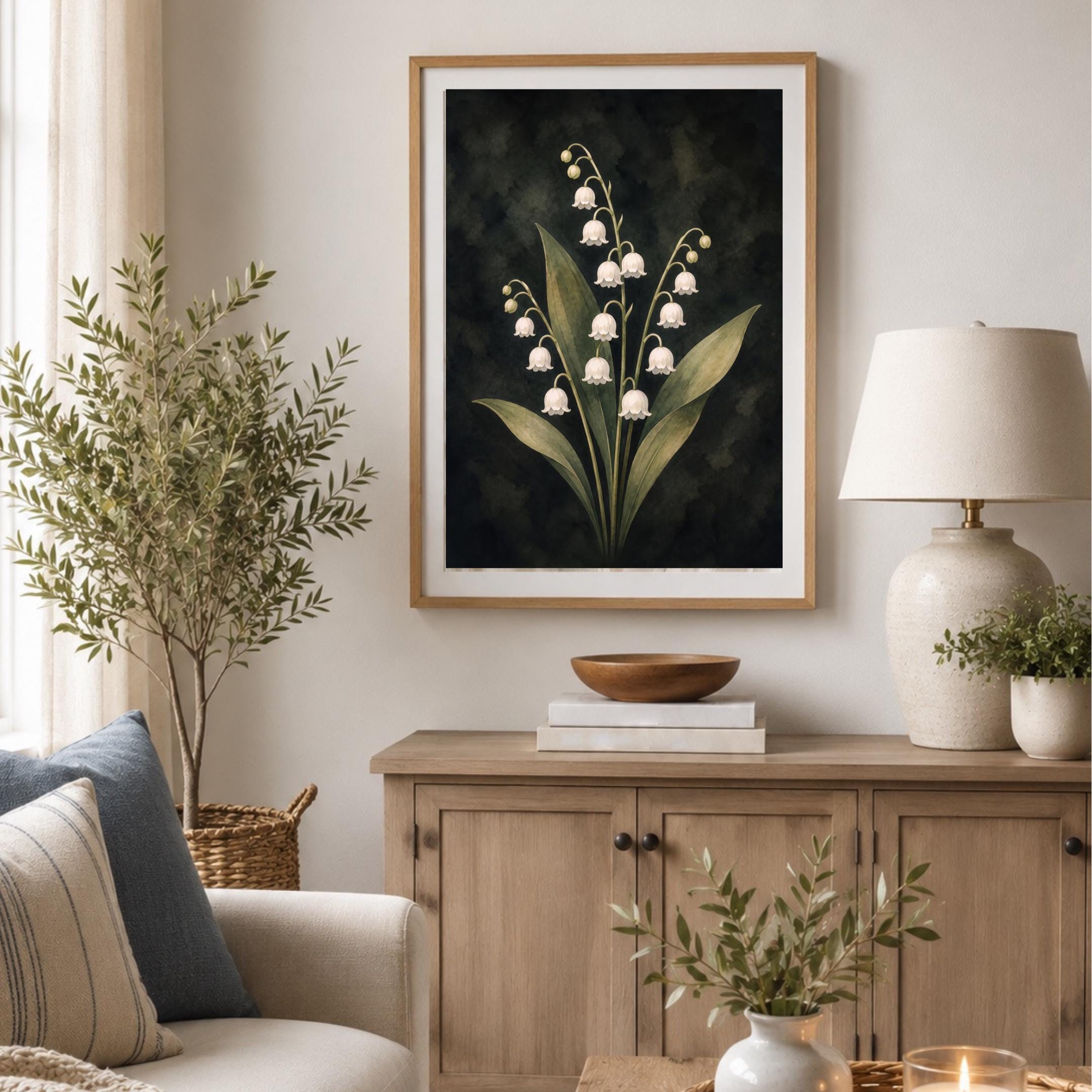 Dark May Birth Flower Prints | Lily of the Valley Wall Art | Dark Botanical Digital Download — image 8