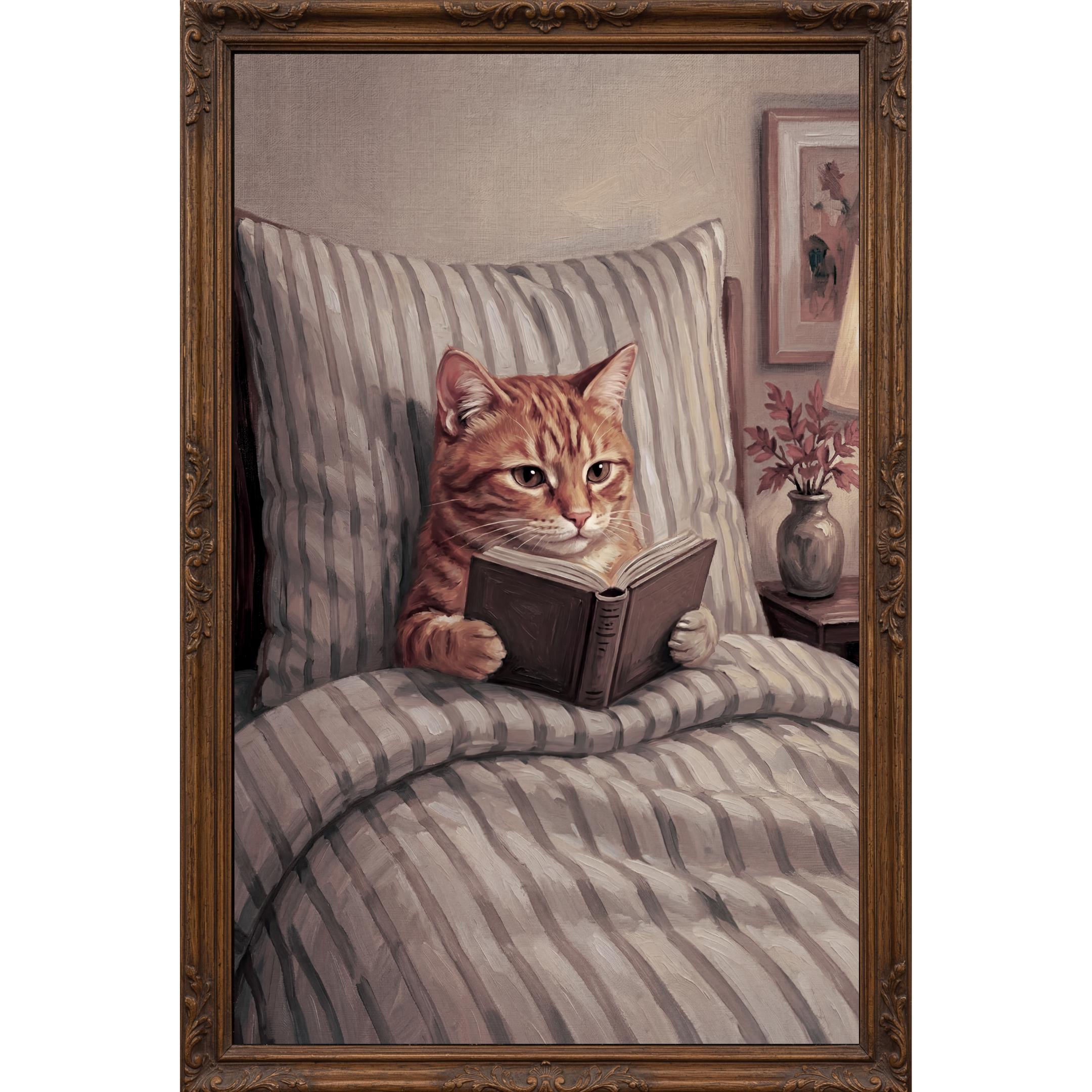 Orange Tabby Cat Reading Art, Cozy Nursery Print, Kids Bedroom Decor (Digital Download) — image 2