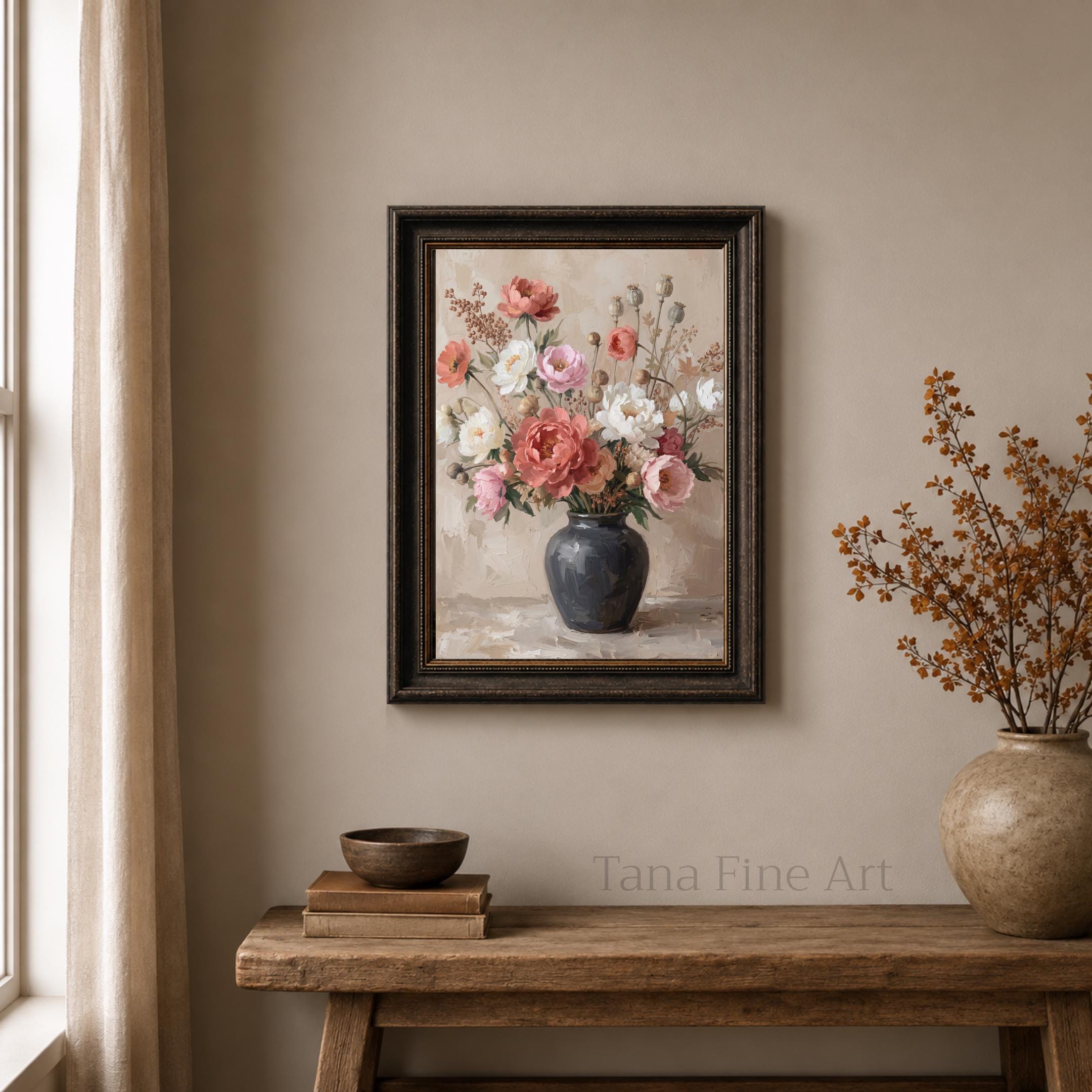 Pink Peony Vase Painting Printable Floral Wall Art, Romantic Cottage Home Decor Digital Download — image 6