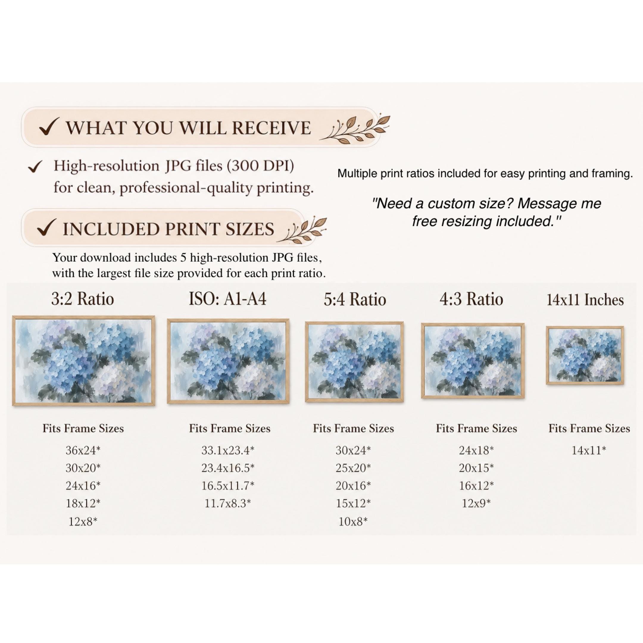 Blue Hydrangea Wall Art | Abstract Floral Print | Vintage Botanical Digital Download — image 9