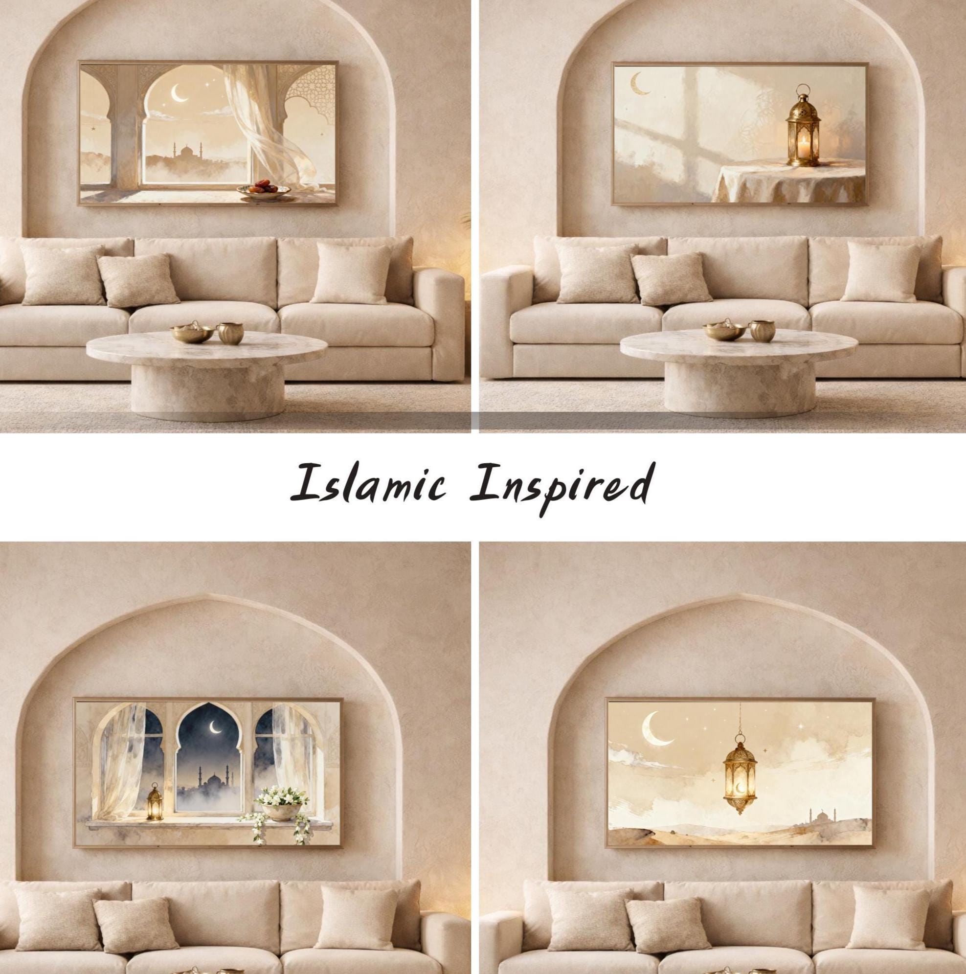 Islamic Frame TV Art Bundle 20 | Neutral Crescent Moon & Lantern Decor | 4K Digital Download — image 7
