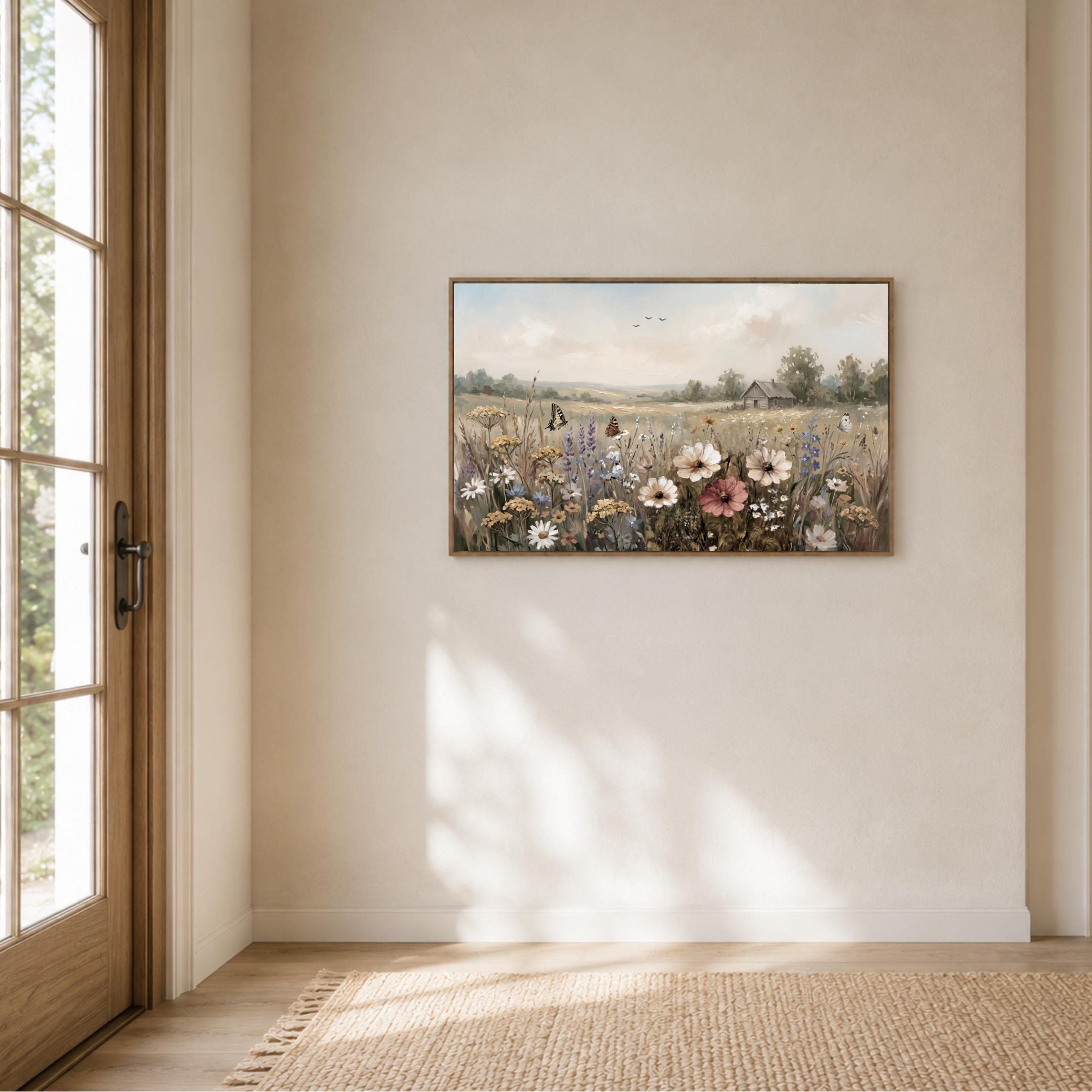 Cottage Wildflower Wall Art, Butterfly Meadow Landscape Print, Rustic Summer Farmhouse Decor (Digital Download) — image 6
