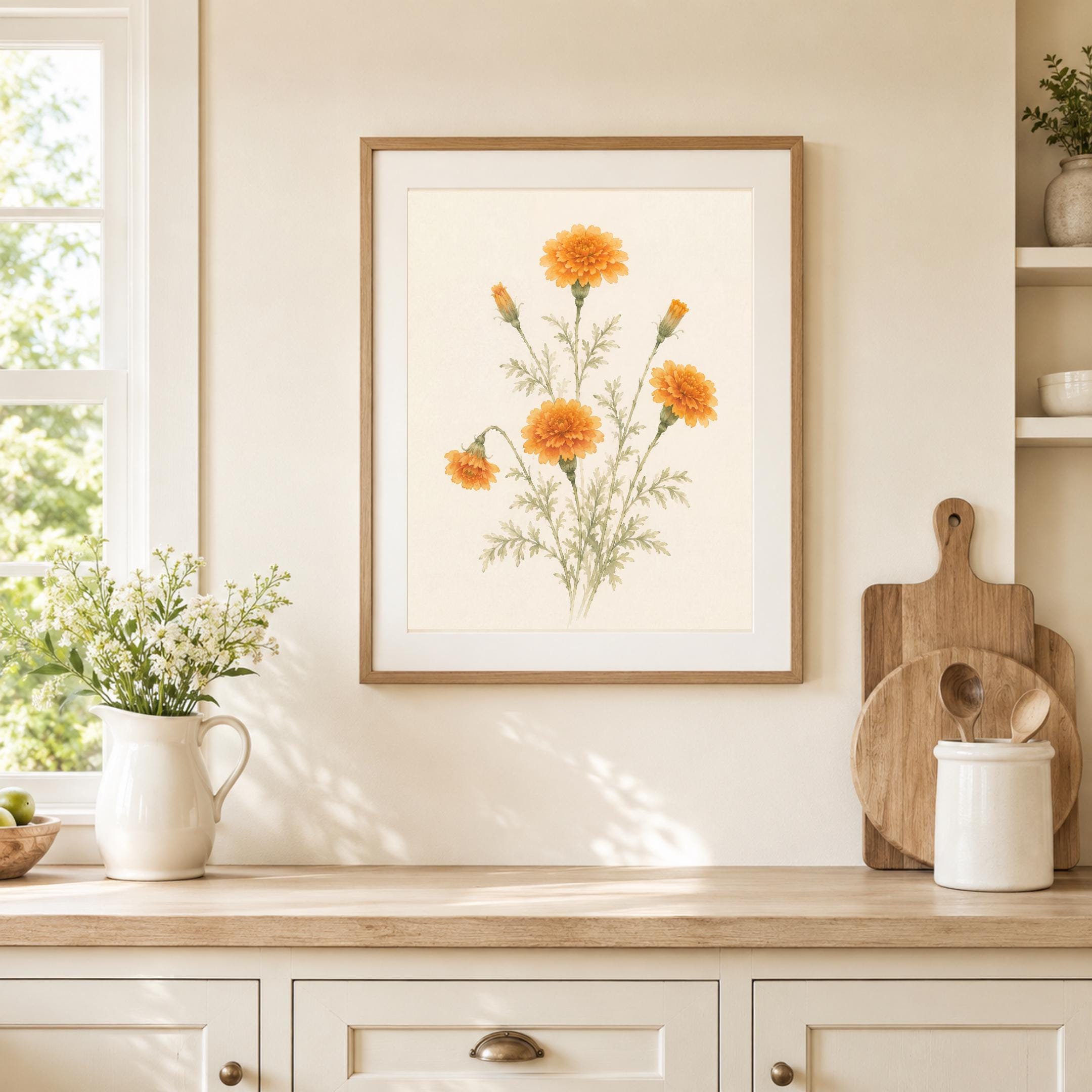 Marigold Printable Wall Art | October Birth Flower Print | Orange Botanical Gift Decor Digital Download — image 4