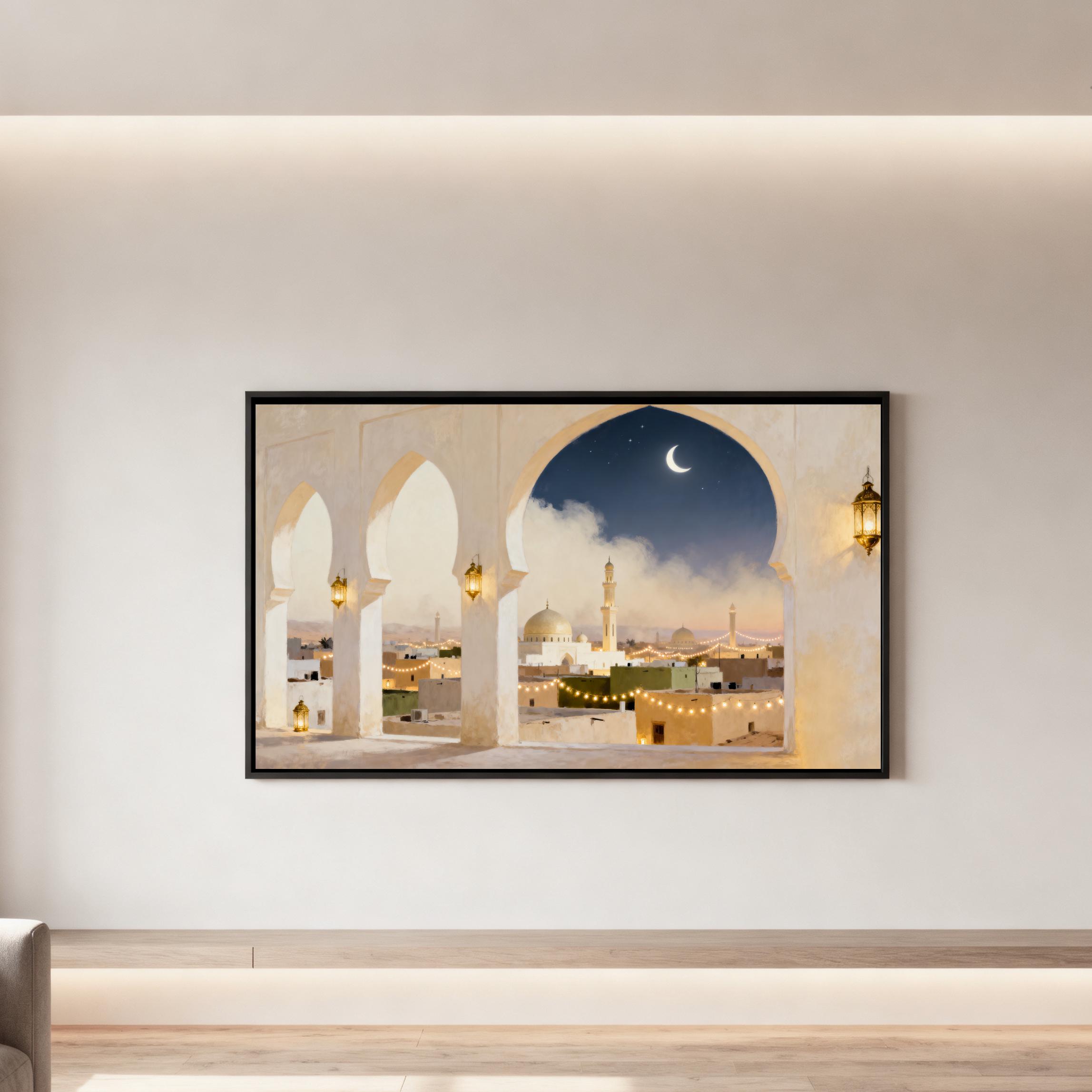 Crescent Moon Cityscape | Islamic Frame TV Art | JPG 4K Digital Download — image 5