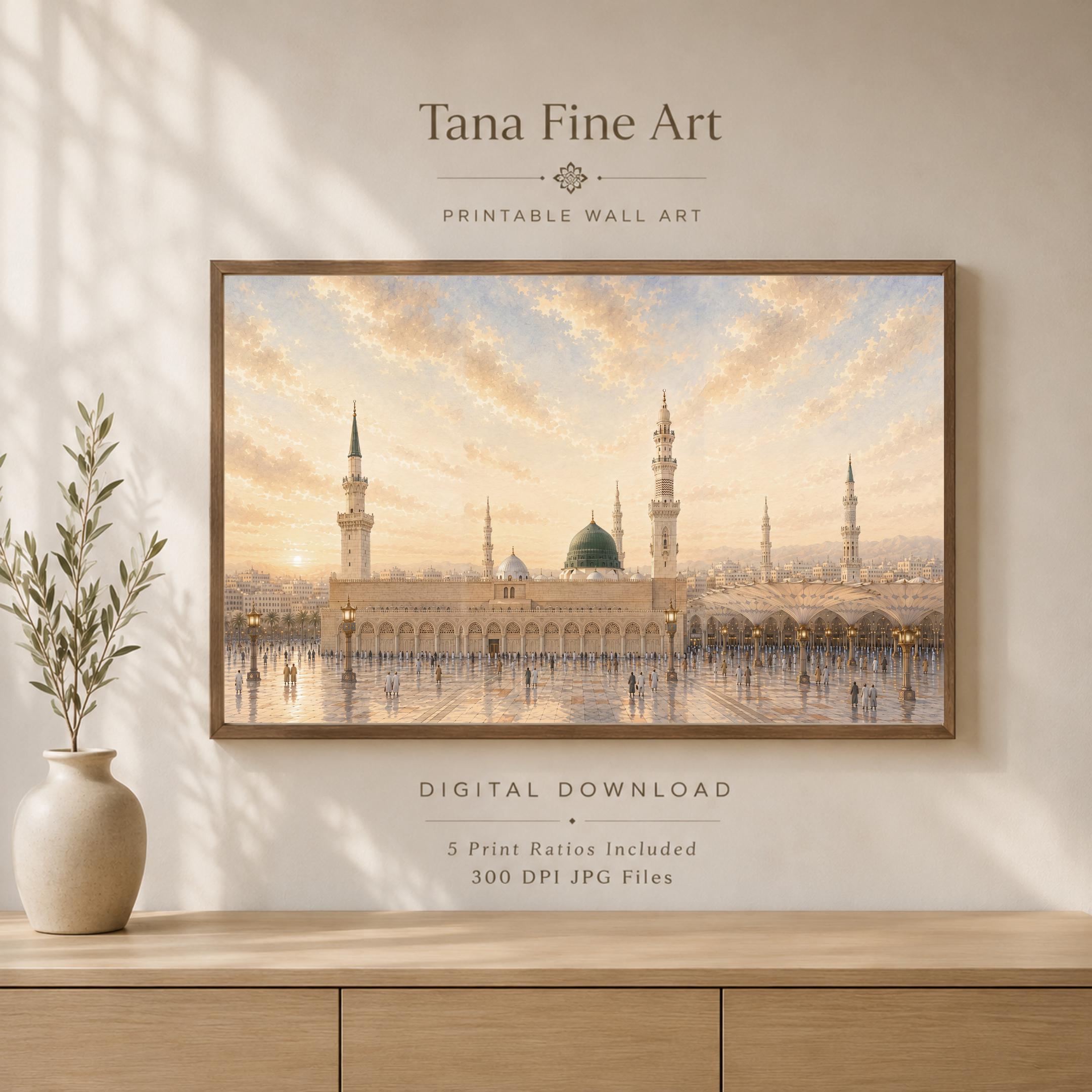 Set of 3 Islamic Wall Art Prints | Kaaba Medina Al-Aqsa Mosque Inspired | Digital Download — image 4
