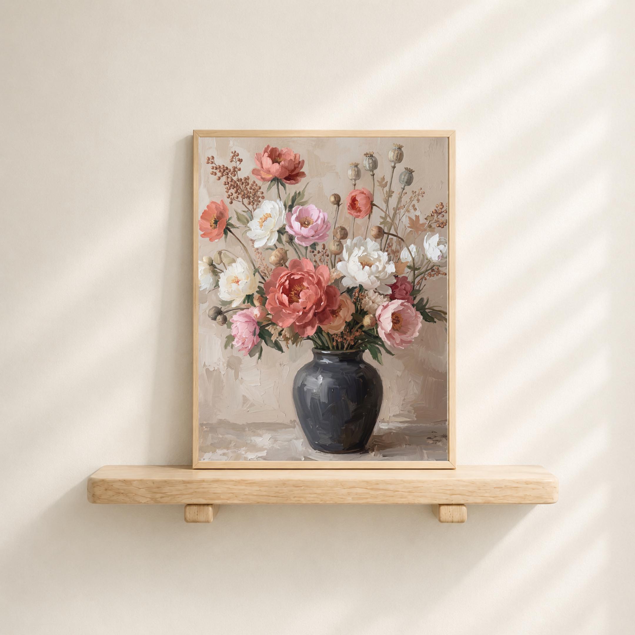 Pink Peony Vase Painting Printable Floral Wall Art, Romantic Cottage Home Decor Digital Download — image 7