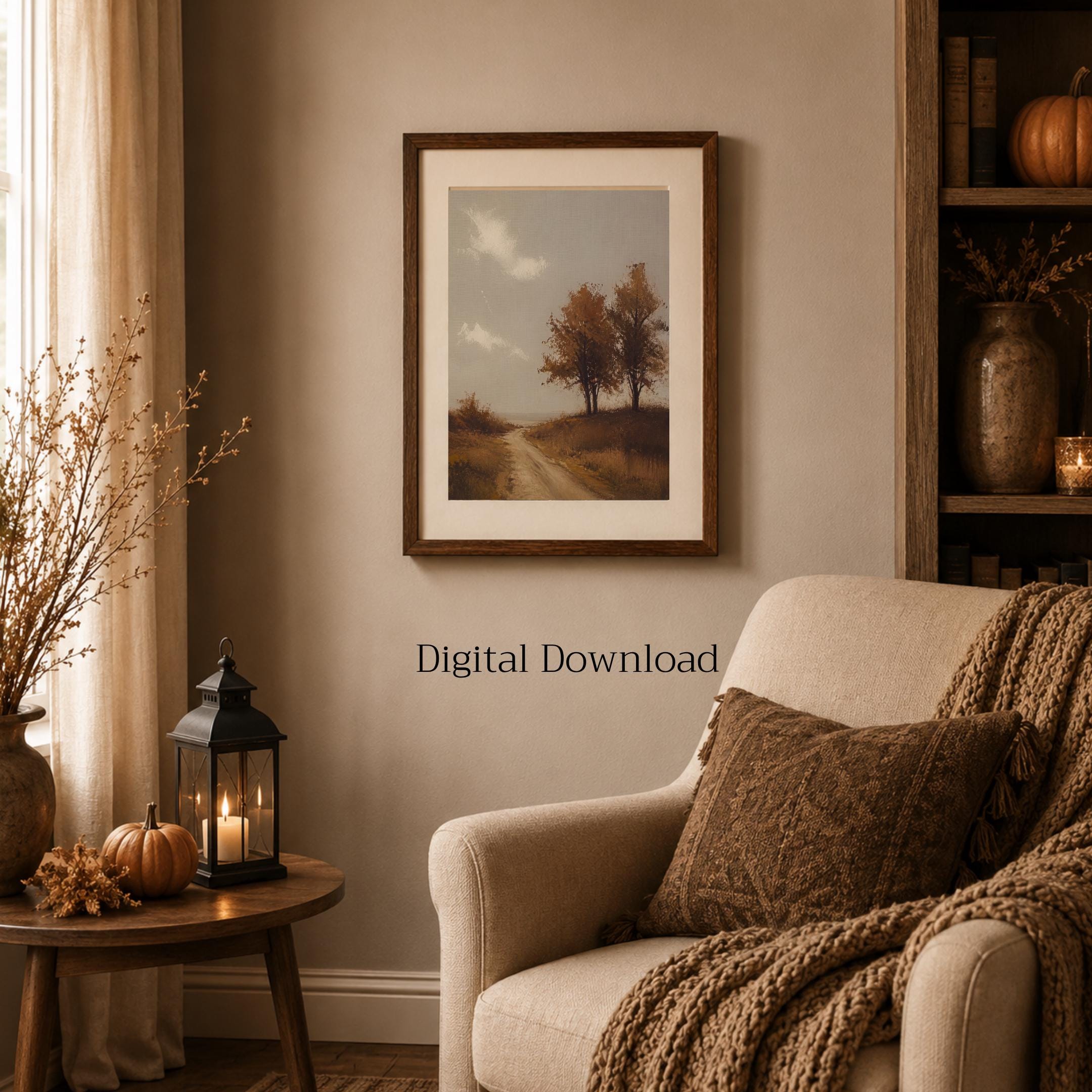 Autumn Country Road Wall Art | Vintage Fall Landscape Print | Rustic Farmhouse Digital Download — image 7