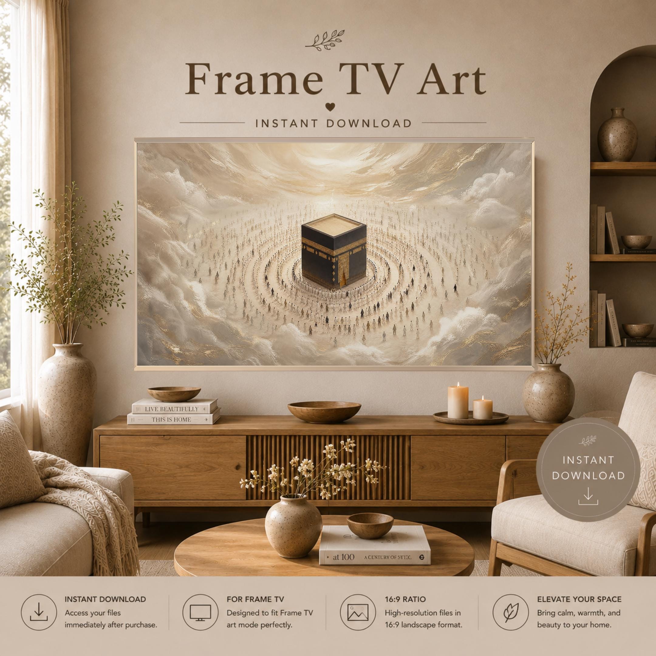 Kaaba Frame TV, Hajj Pilgrimage Tawaf Scene, Islamic Art for Samsung The Frame (Digital Download) — image 2