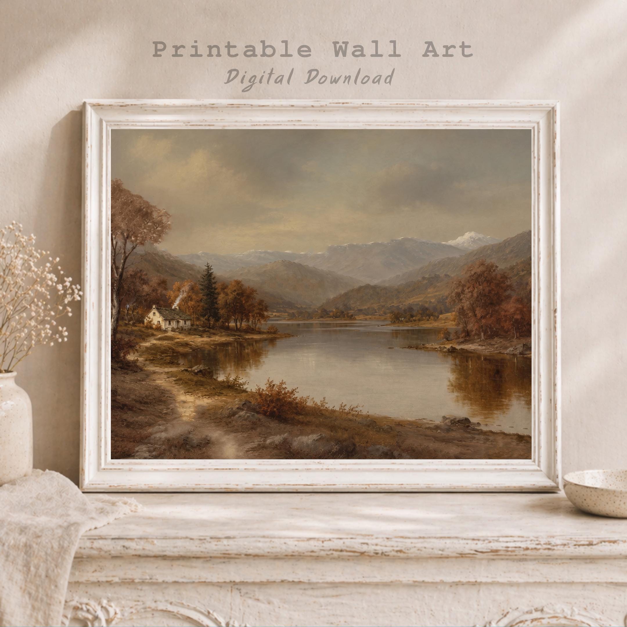 Vintage Autumn Cottage Lake Landscape Print, Rustic Fall Decor (Digital Download) — image 9