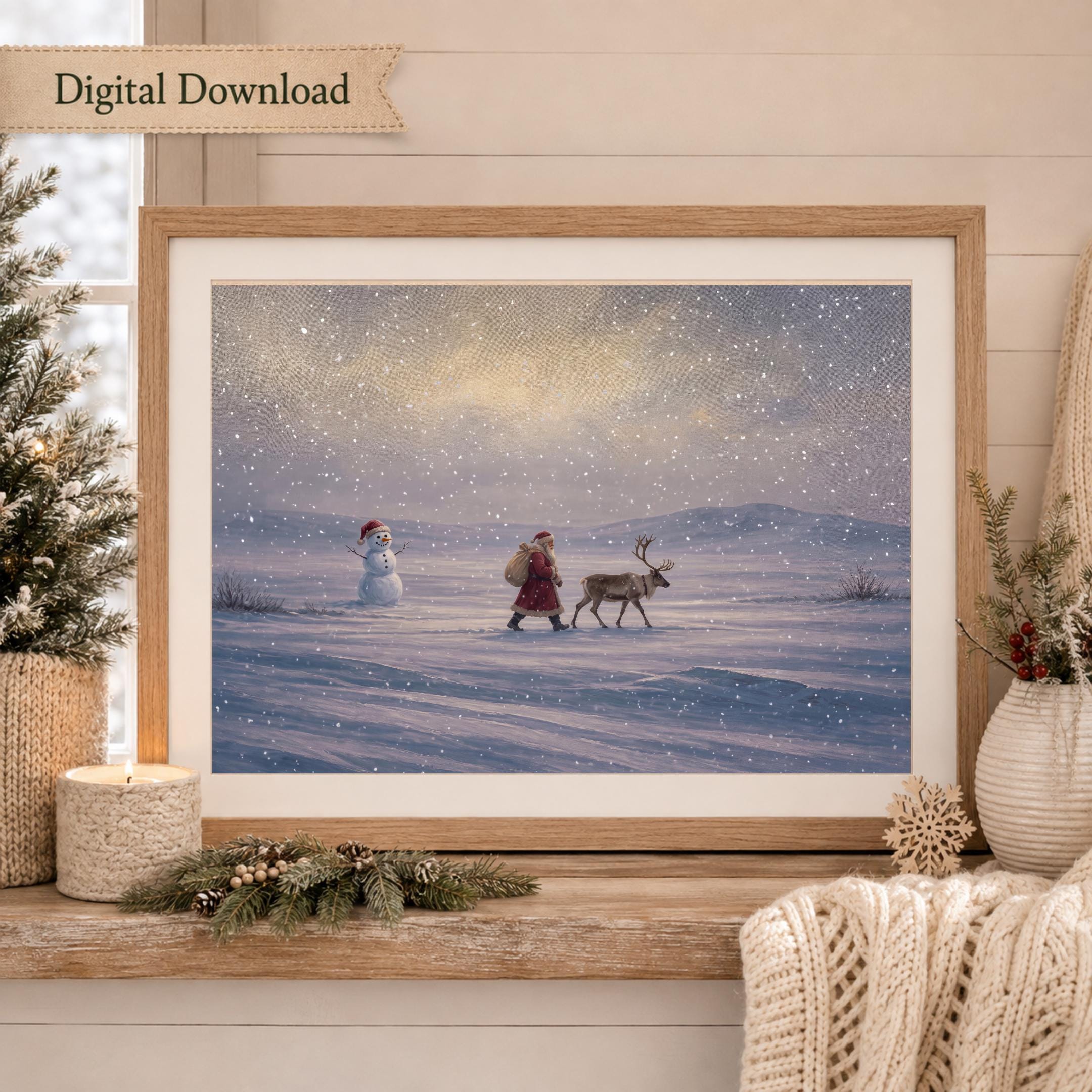 Santa & Reindeer across the Snowy Hills — image 3
