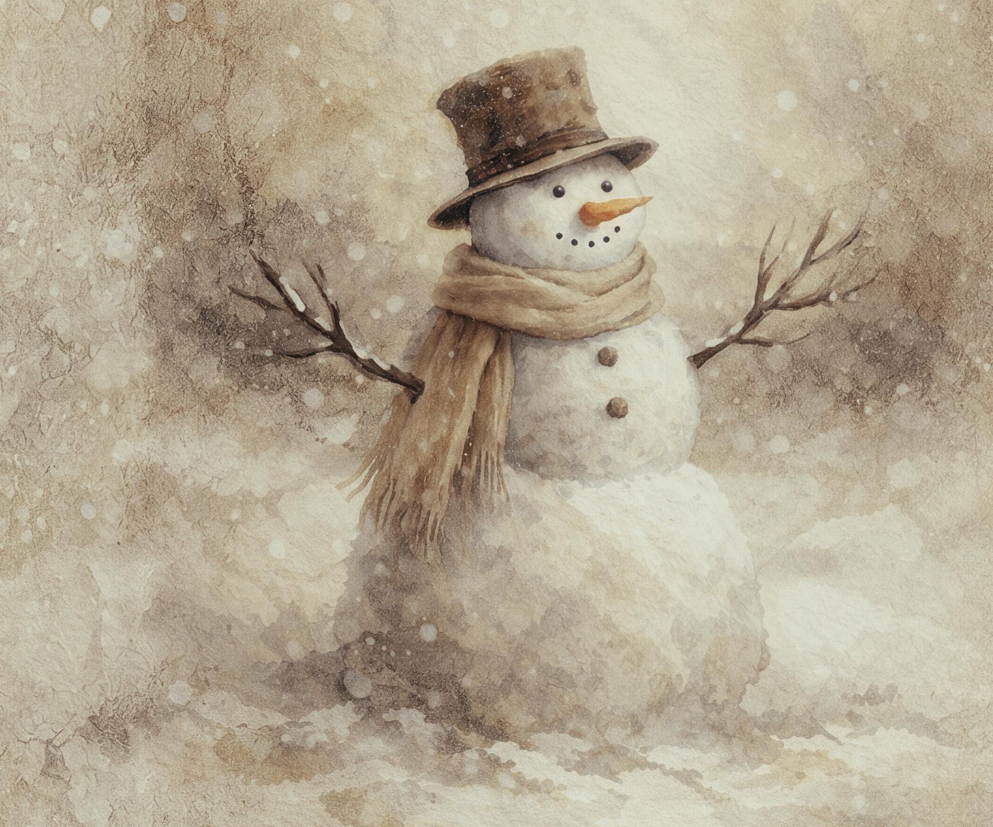 Snowman in a Soft Winter Clearing — image 3