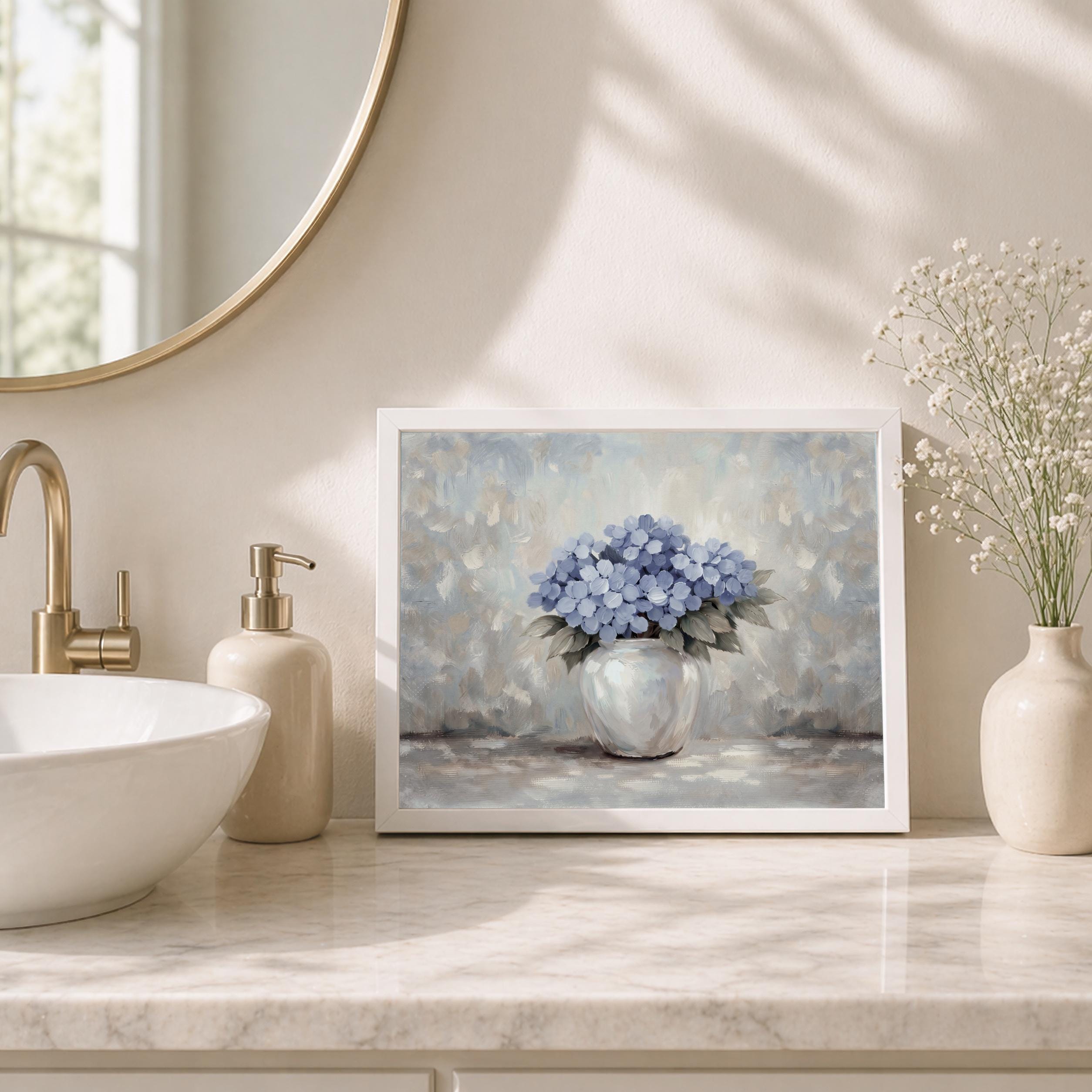 Vintage Blue Hydrangea Wall Art Print, Farmhouse Floral Vase Prints (Digital Download) — image 10