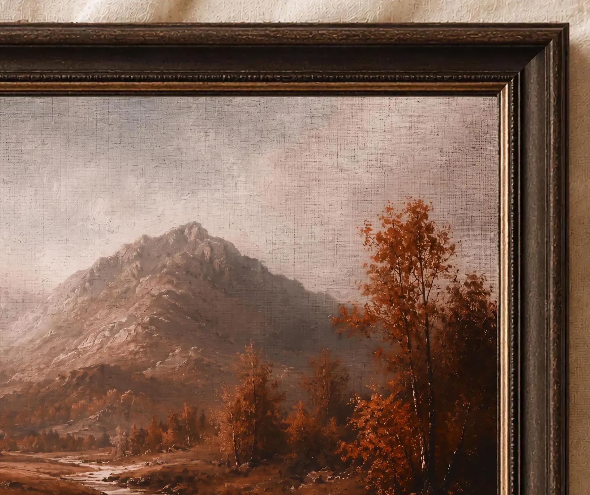 Moody Fall Mountain Wall Art | Autumn Landscape Print | Vintage Landscape Digital Download — image 2