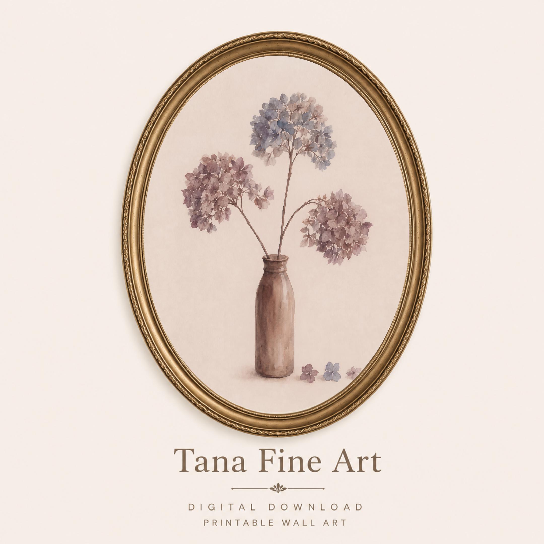 Fall Hydrangea Wall Art | Vintage Floral Vase Print | Neutral Printable Digital Download — image 4