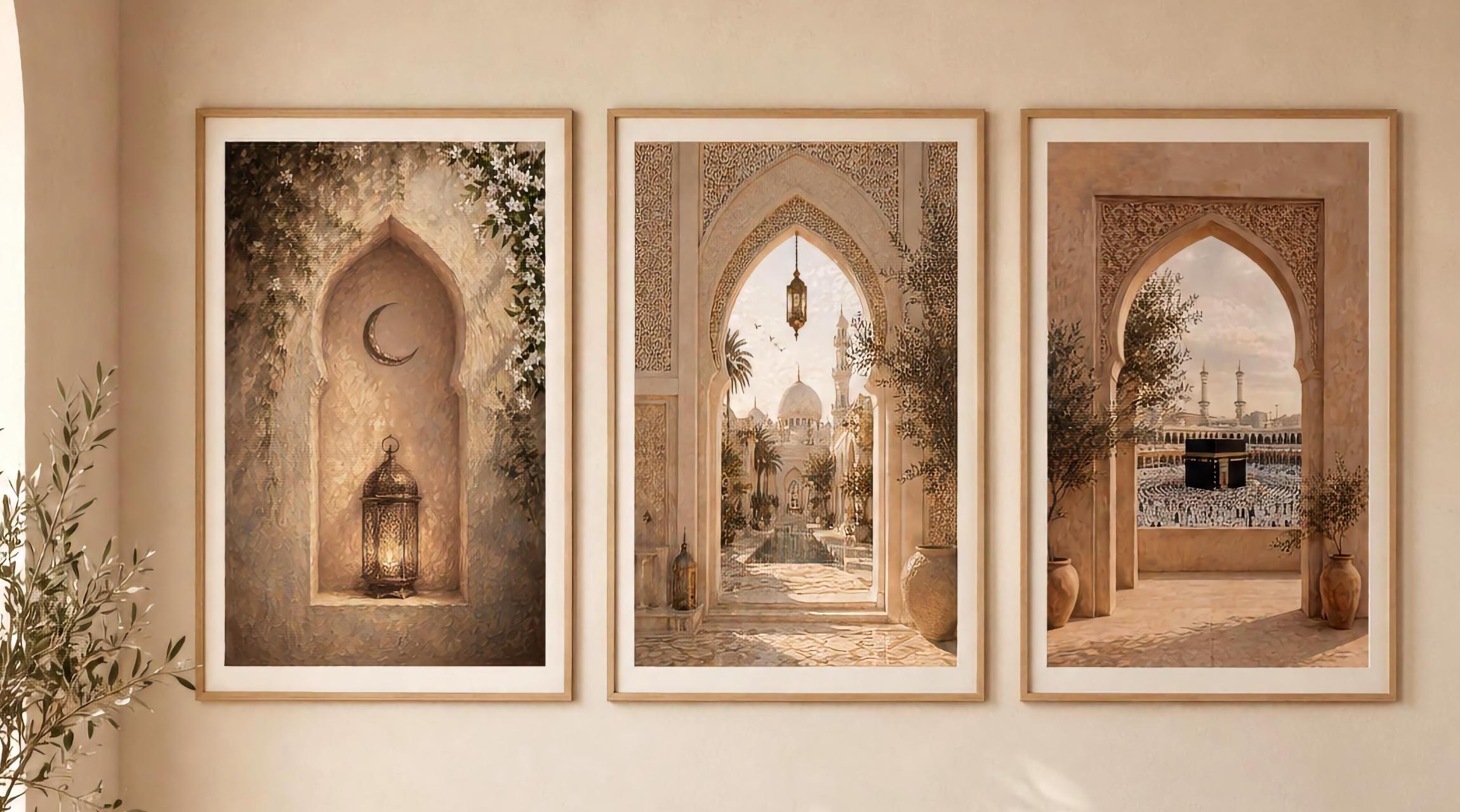 Islamic Wall Art Set of 7, Mosque Prints, Neutral Prayer Room Decor Digital Download — image 3