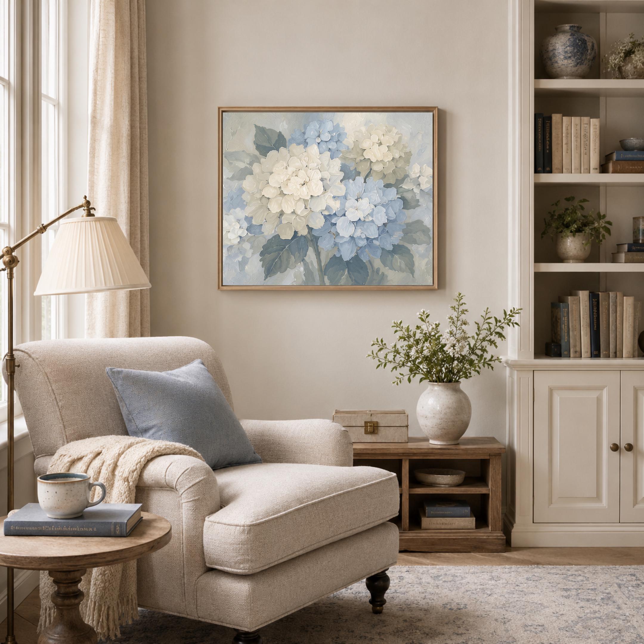 Blue Hydrangea Painting Wall Art Printable | Floral Art Print Decor (Digital Download) — image 4