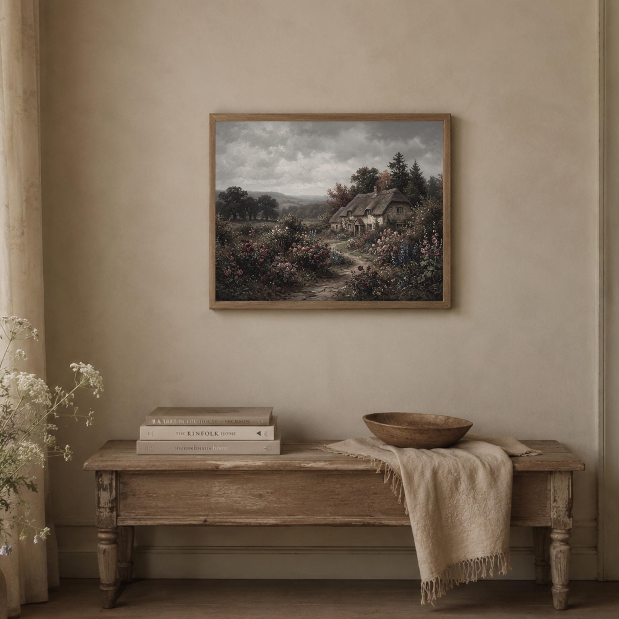 English Cottage Garden Wall Art, Dark Moody Landscape Print (Digital Download) — image 4