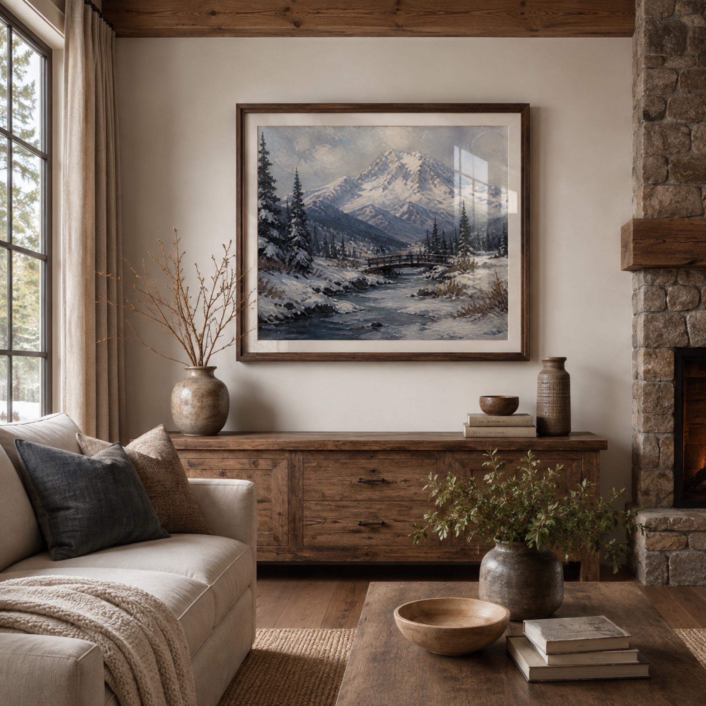 A Small Bridge beneath the Snowy Mountain — image 3