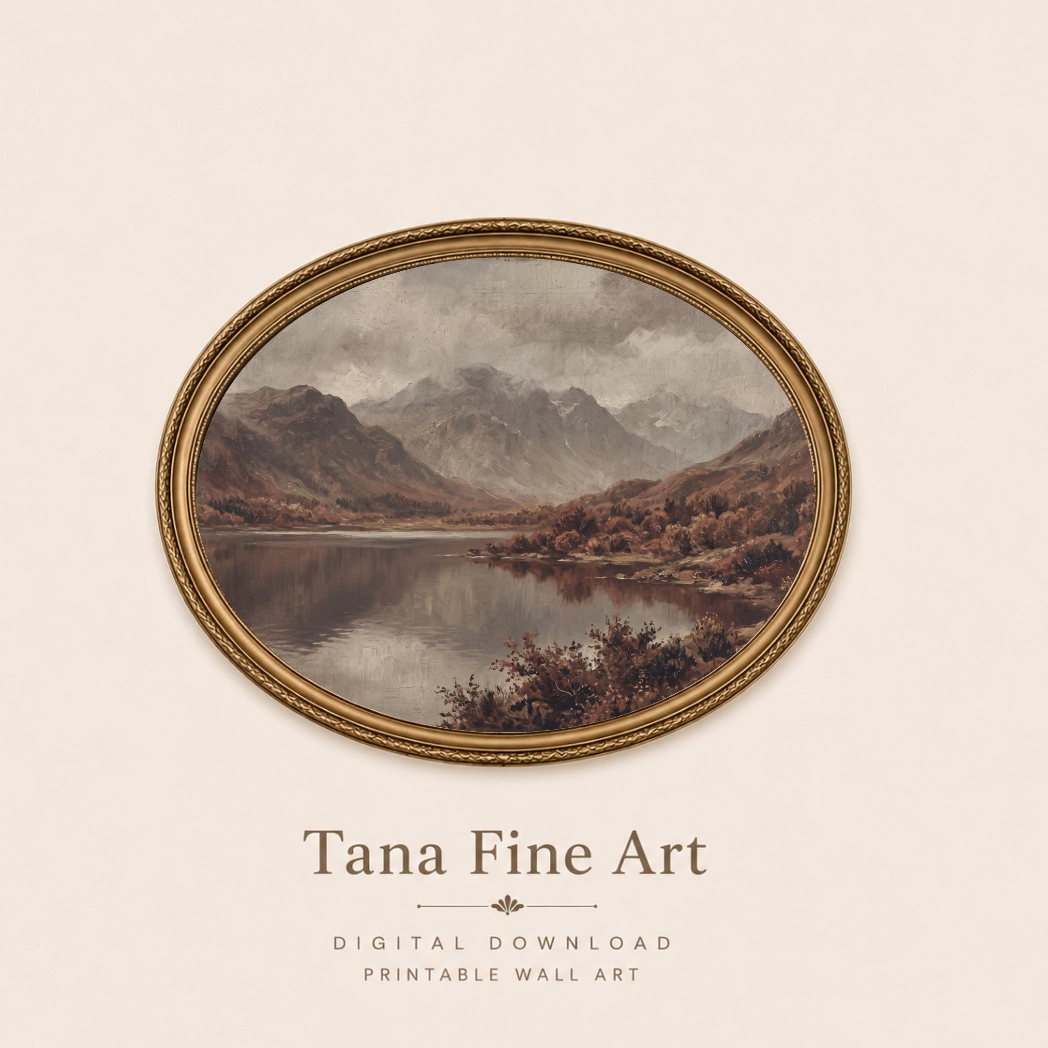Vintage Autumn Lake Printable Wall Art, Misty Mountain Landscape, Earthy Rustic Cabin Digital Download — image 10