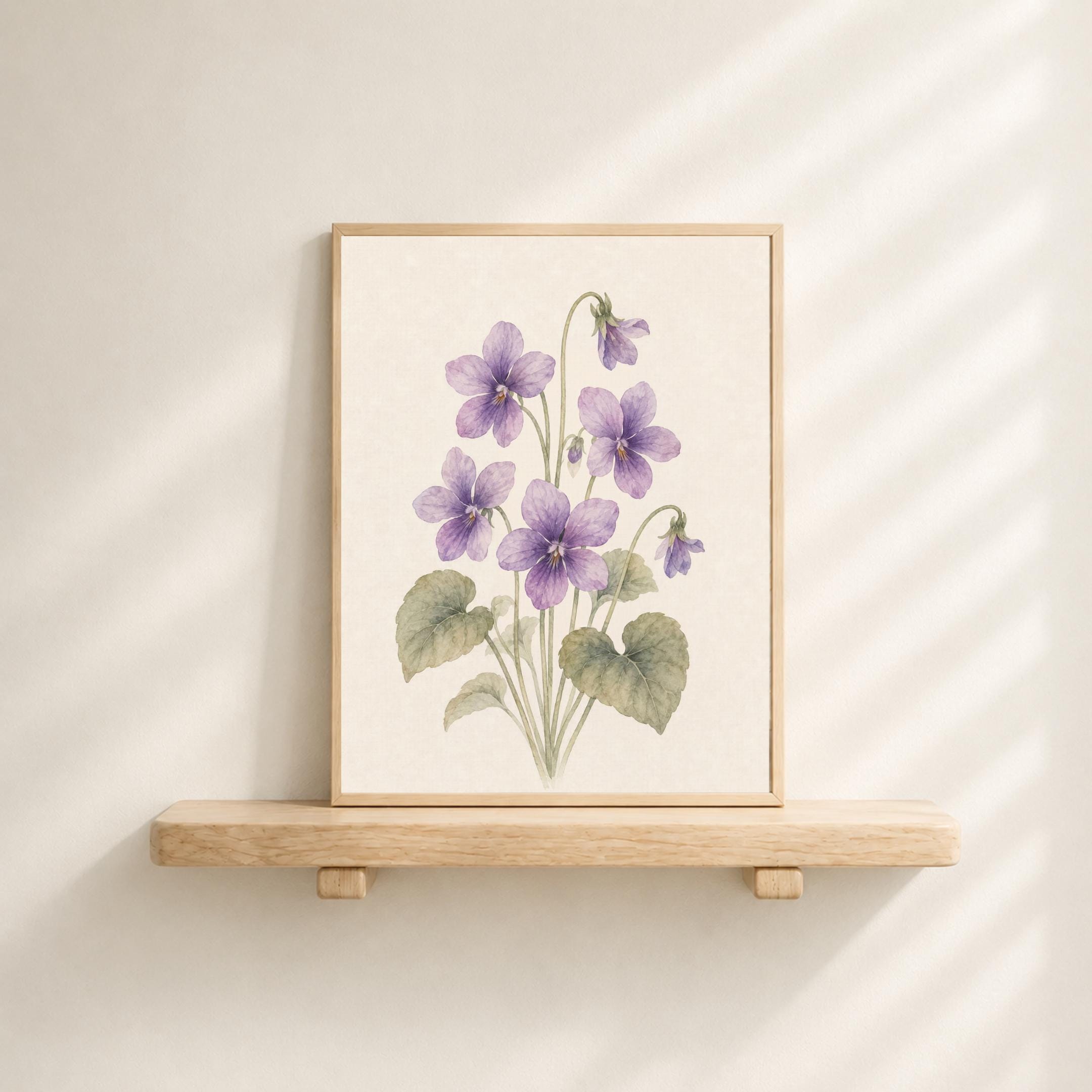 February Birth Flower Print | Violet Printable Wall Art | Purple Botanical Gift Decor Digital Download — image 3