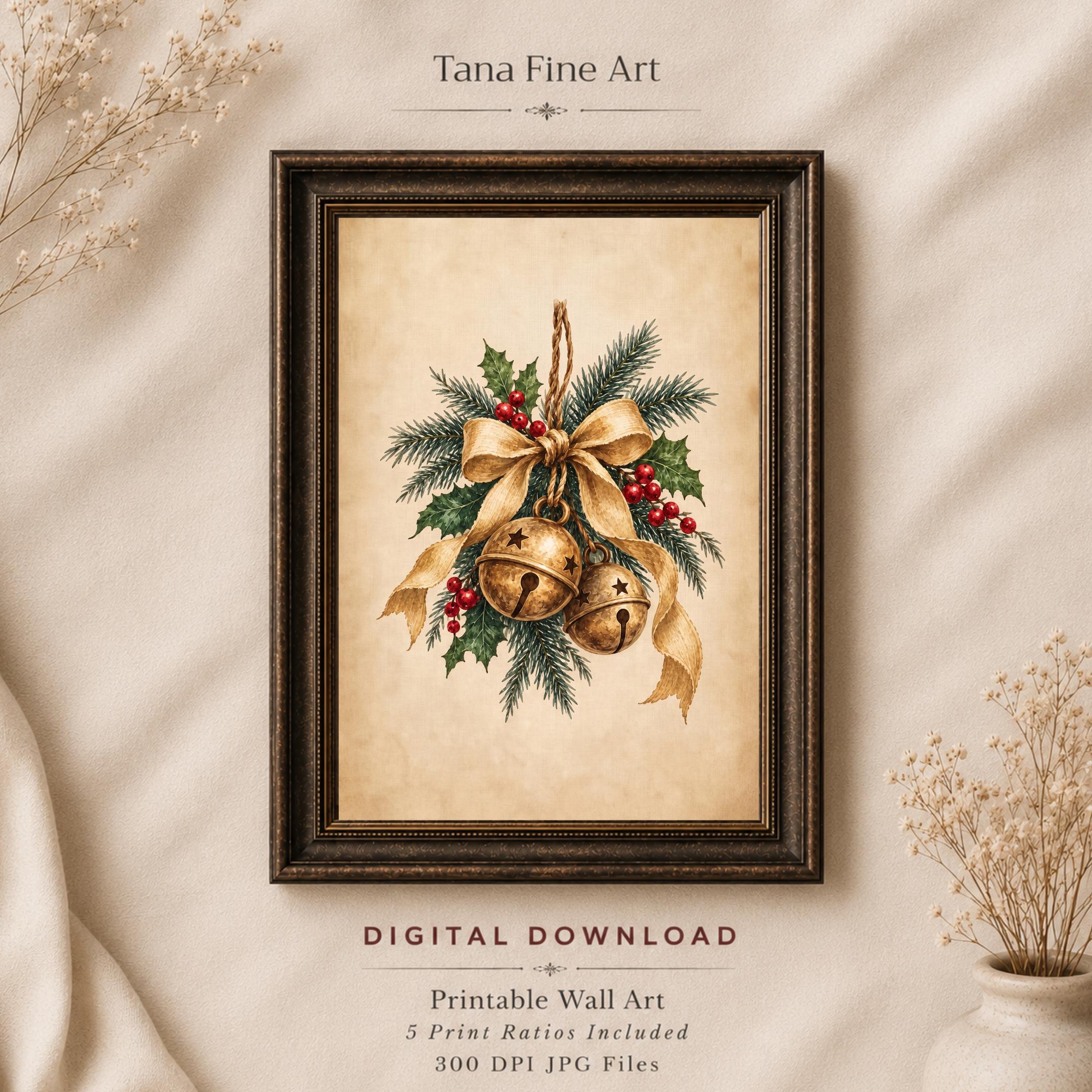 Golden Christmas Bells & Holly — image 4