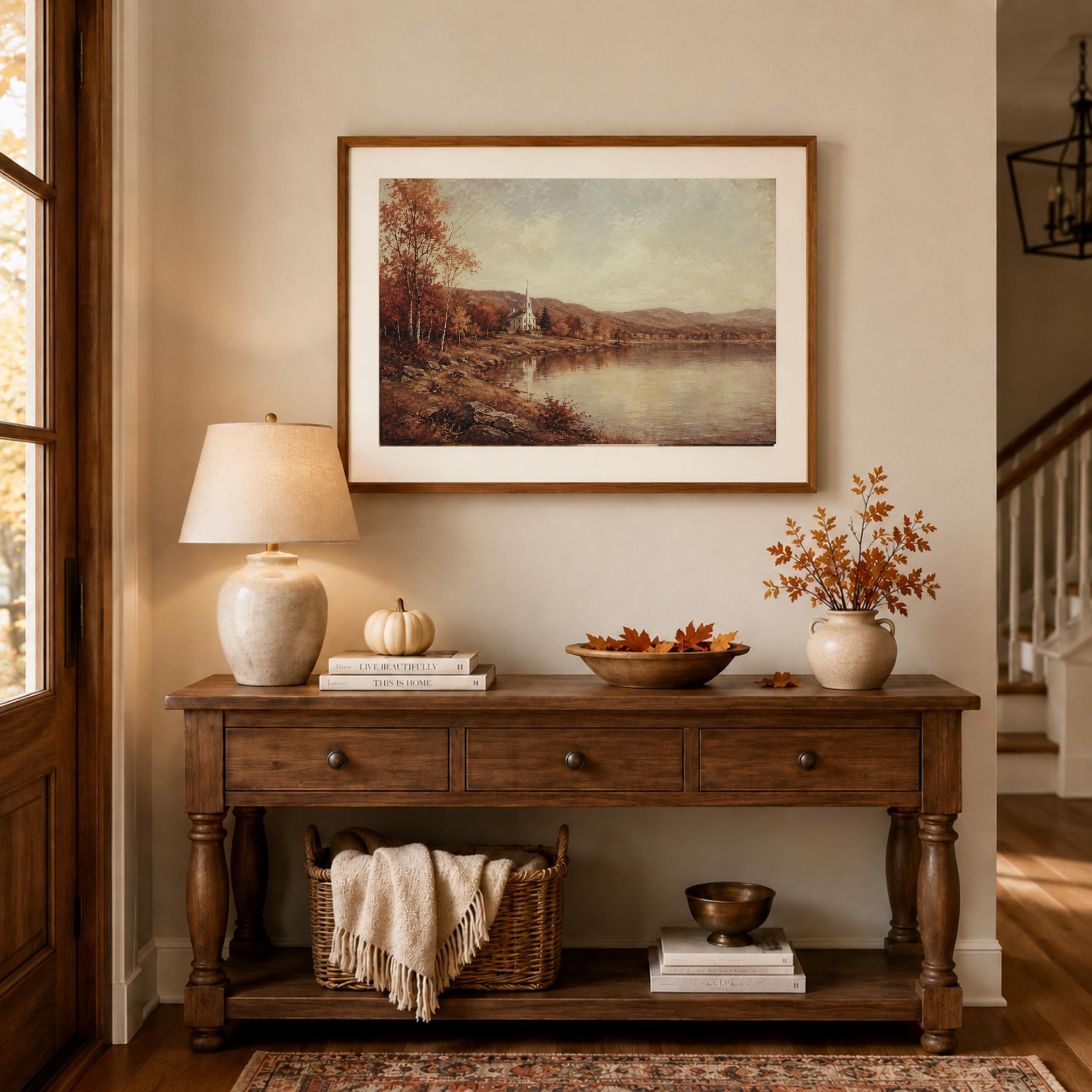 Vintage Vermont Autumn Lake Printable Wall Art, Rustic Fall Home Decor, Digital Download — image 7