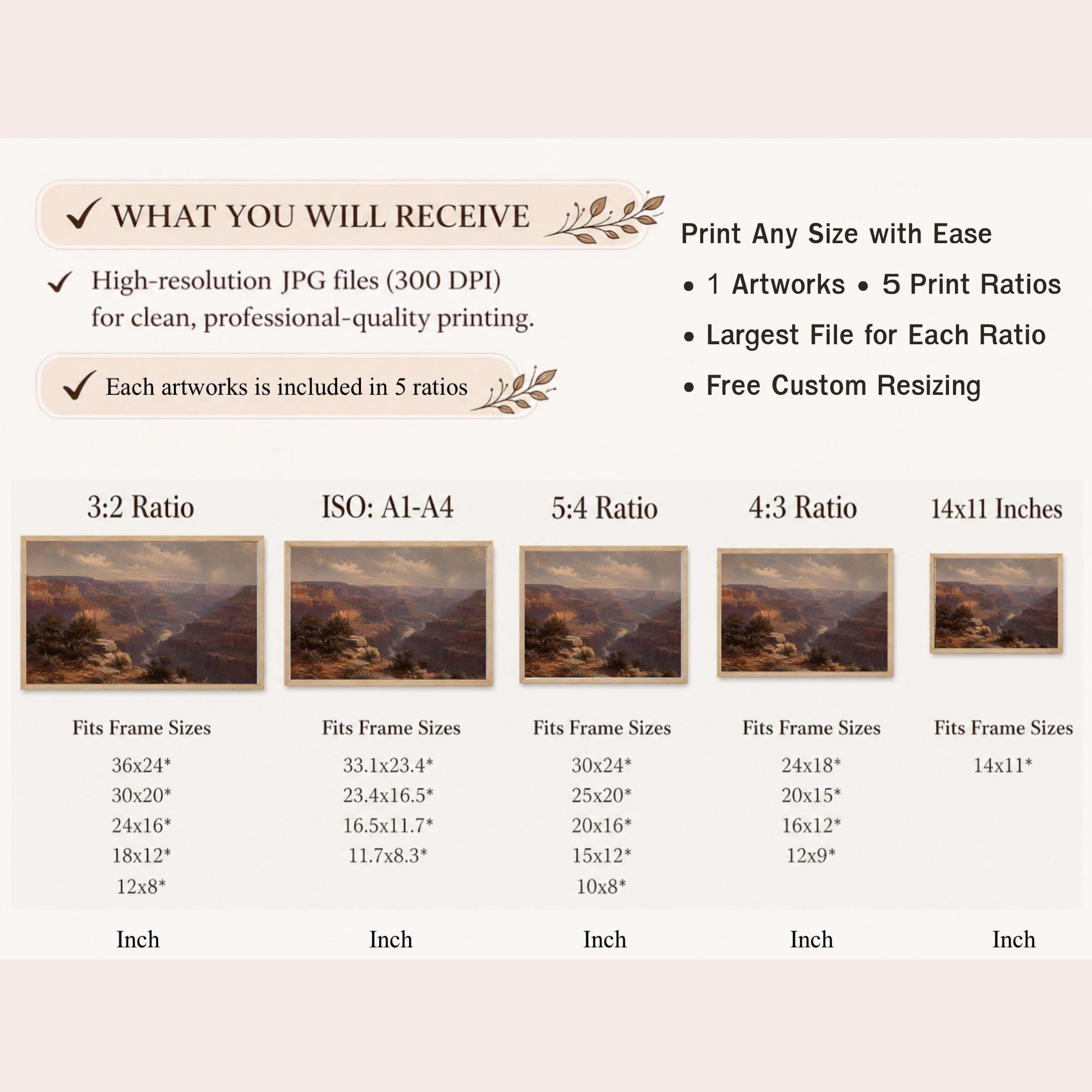 Canyon Landscape Wall Art | Moody Southwest Desert Print | Vintage Grand Canyon Inspired Digital Download — image 10