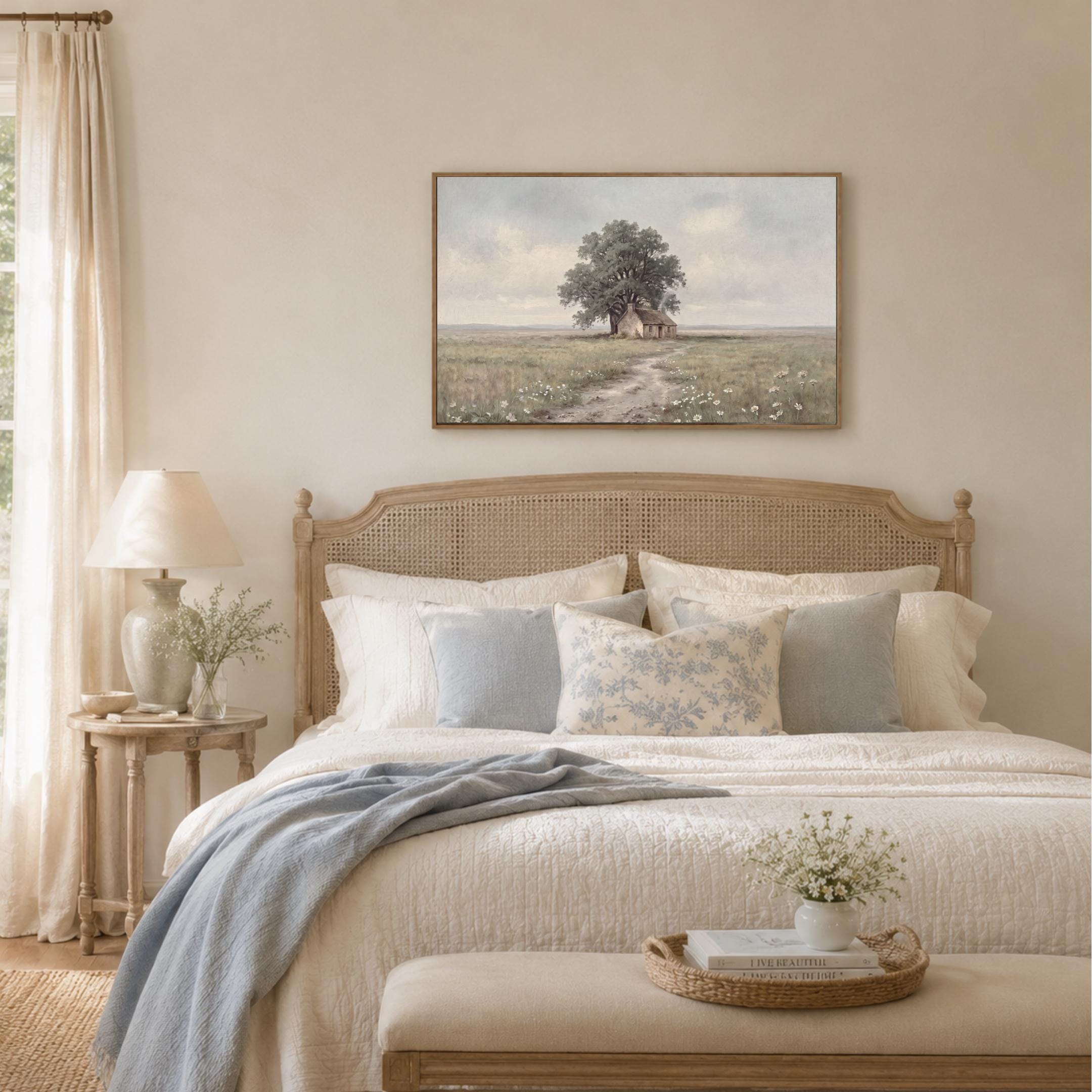 Vintage Cottage Landscape Print, Meadow Daisy Countryside Wall Art (Digital Download) — image 8