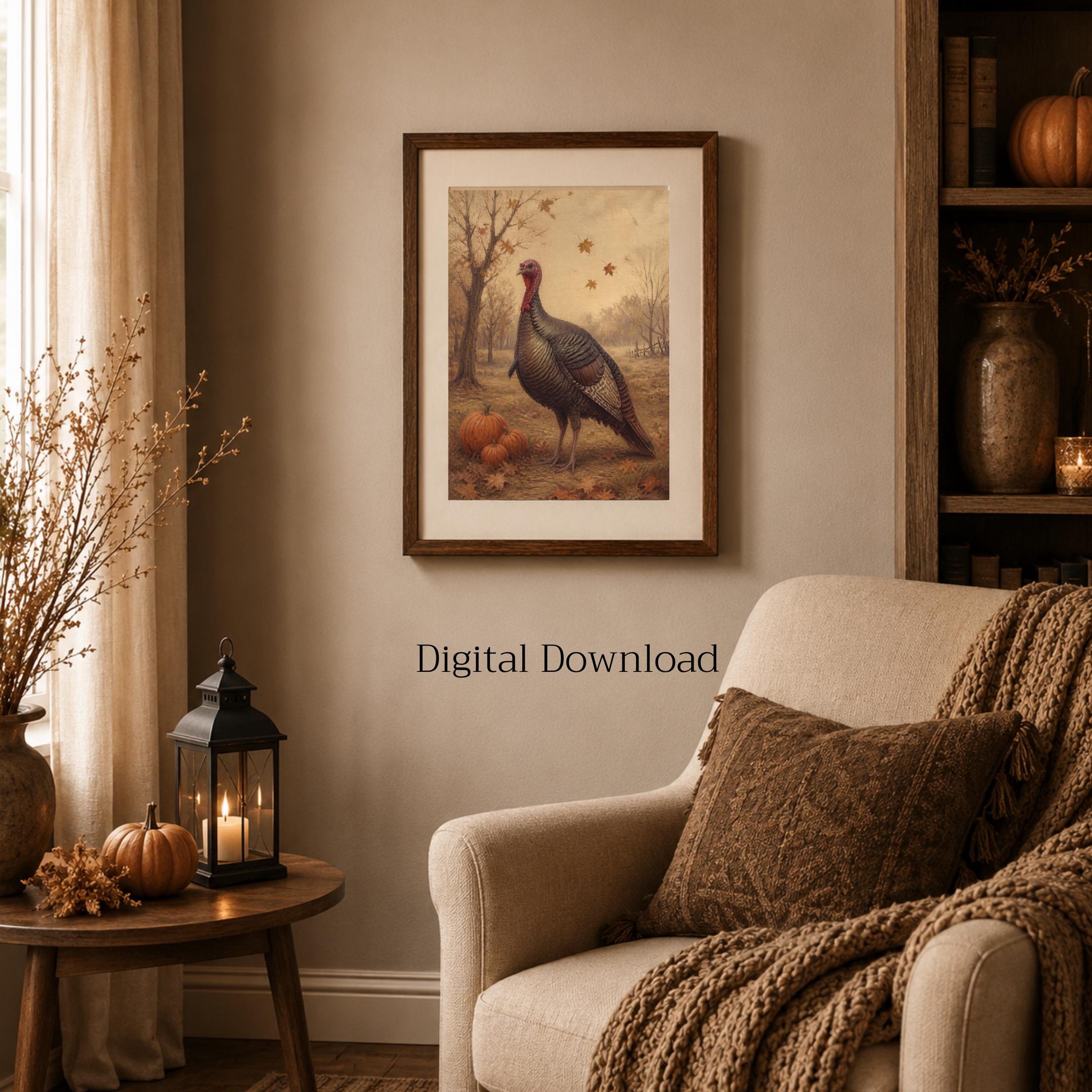 Vintage Turkey Thanksgiving Printable Wall Art, Rustic Fall Farmhouse Digital Download — image 6