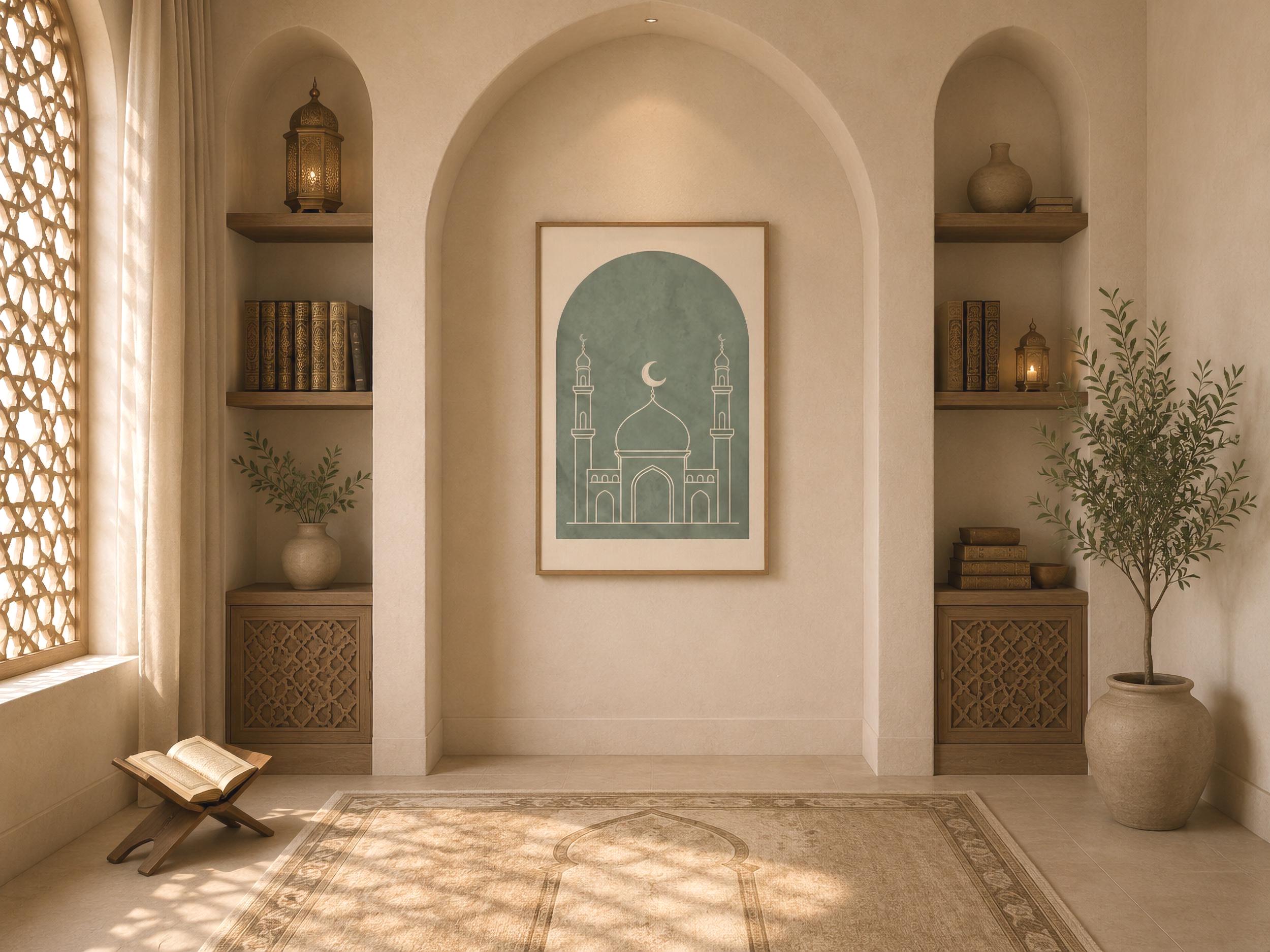 Minimal Mosque Lines within a Sage Arch — image 2