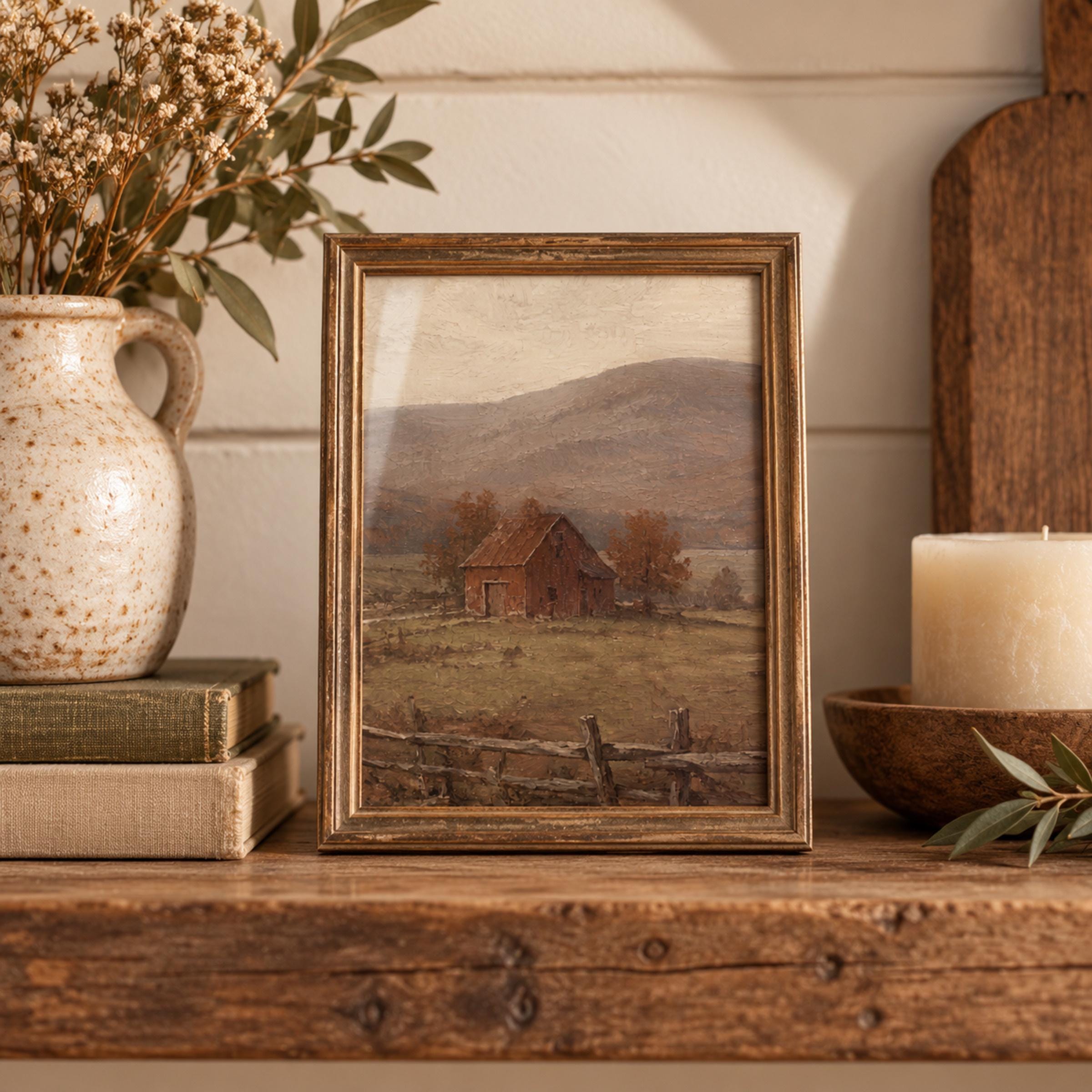 Rustic Barn Field Printable Wall Art, Neutral Farmhouse Landscape, Country Cottage Decor Digital Download — image 5