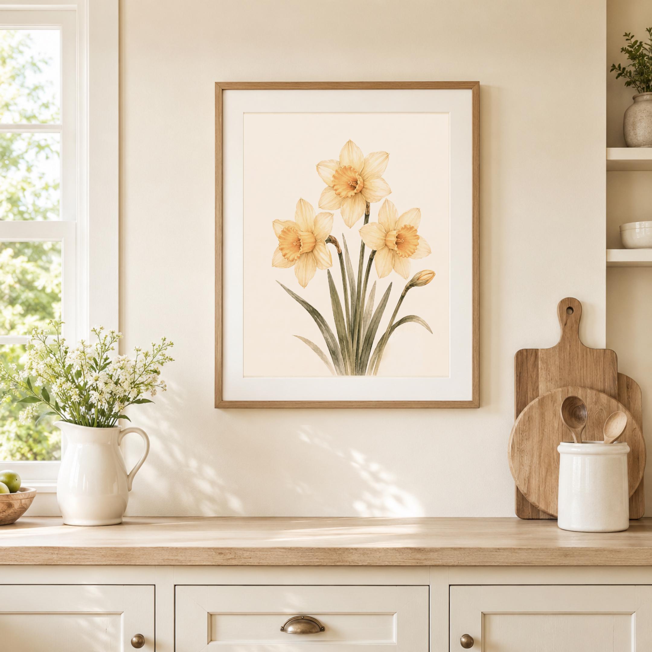March Birth Flower Print | Daffodil Printable Wall Art | Yellow Botanical Gift Decor Digital Download — image 6