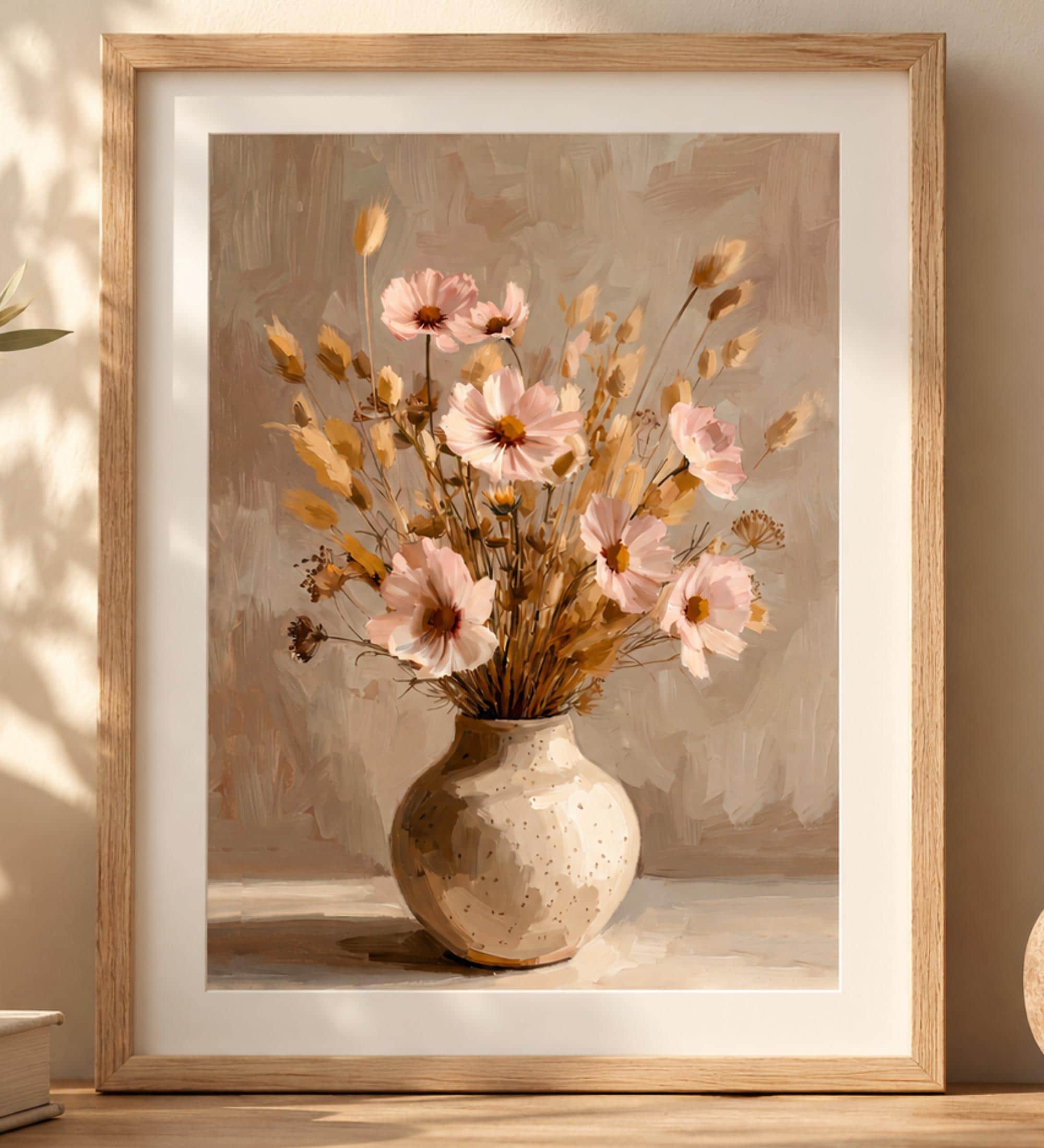 Blush Wildflower Vase Printable Wall Art, Neutral Boho Floral Rustic Home Decor Digital Download — image 2