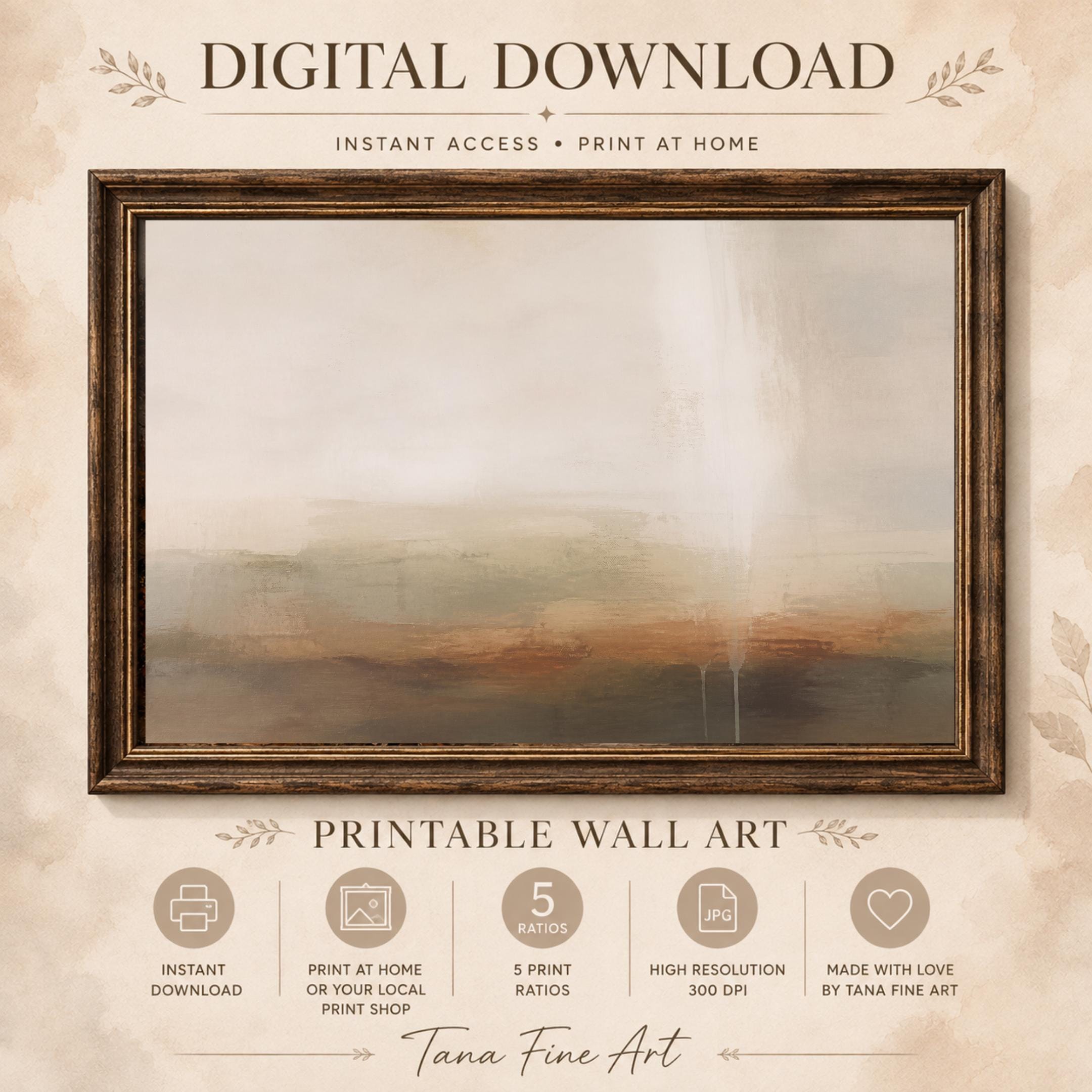 Neutral Abstract Landscape Wall Art | Neutral Modern Painting Print | Earth Tone Digital Download