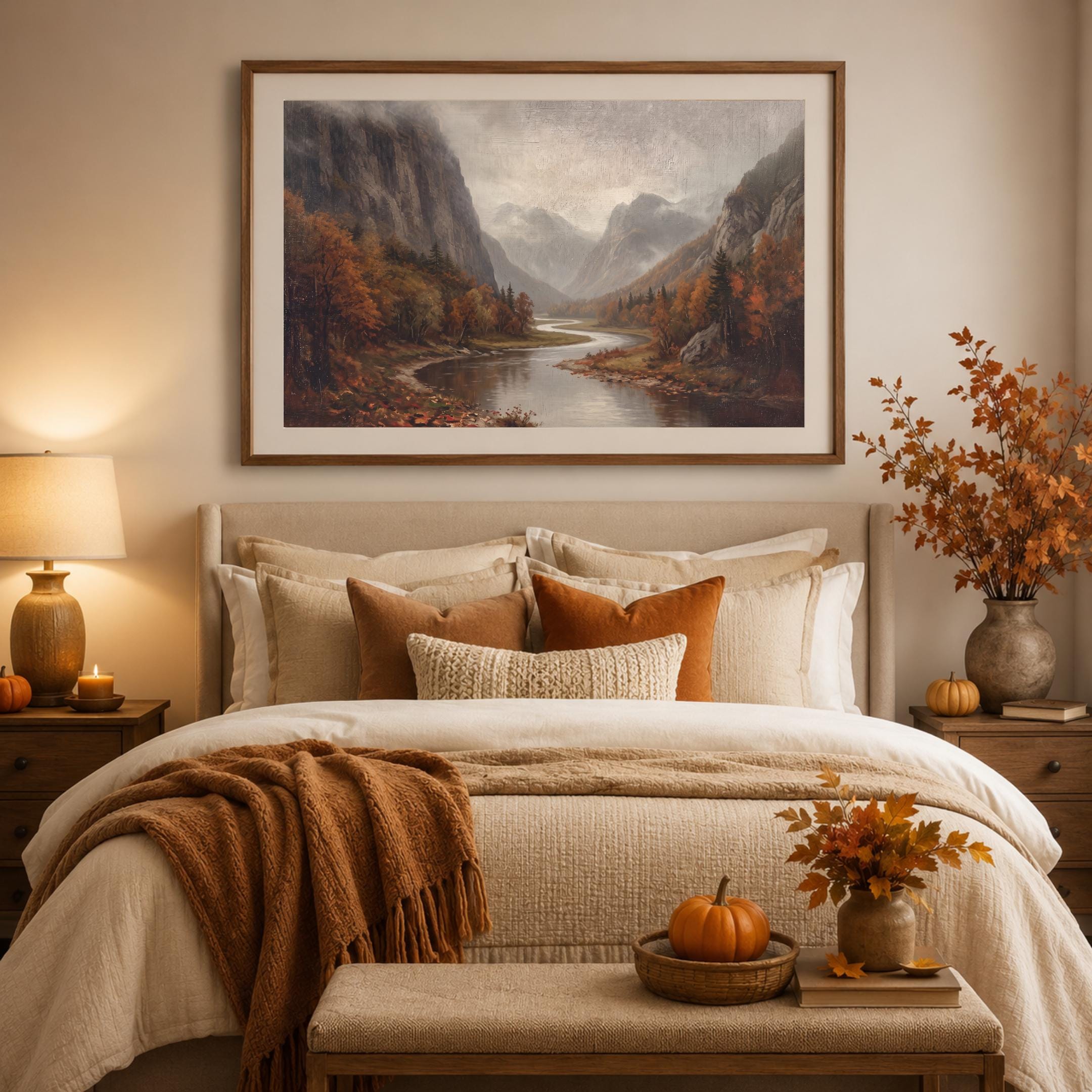 Autumn Mountain Printable Wall Art, Moody River Valley Landscape, Rustic Decor Digital Download — image 6