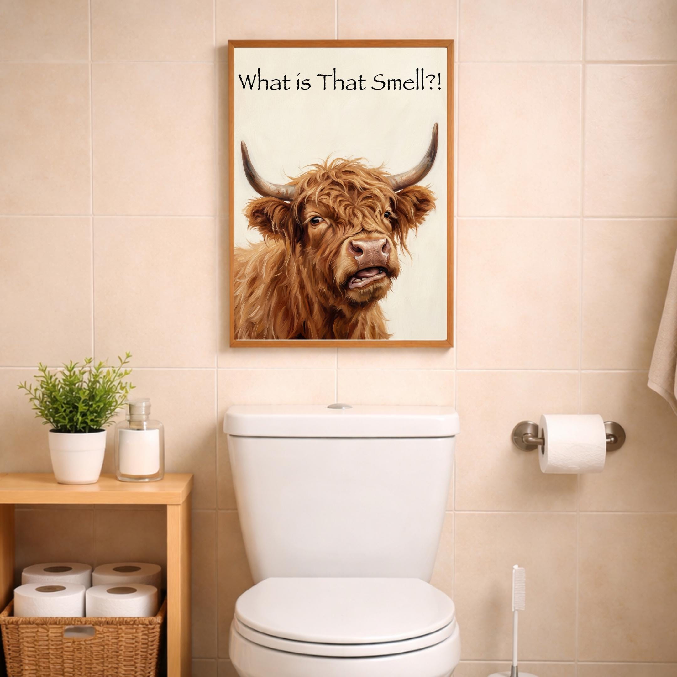 Funny Highland Cow Bathroom Prints  | Farmhouse Guest Bathroom Decor  (Digital Download) — image 6