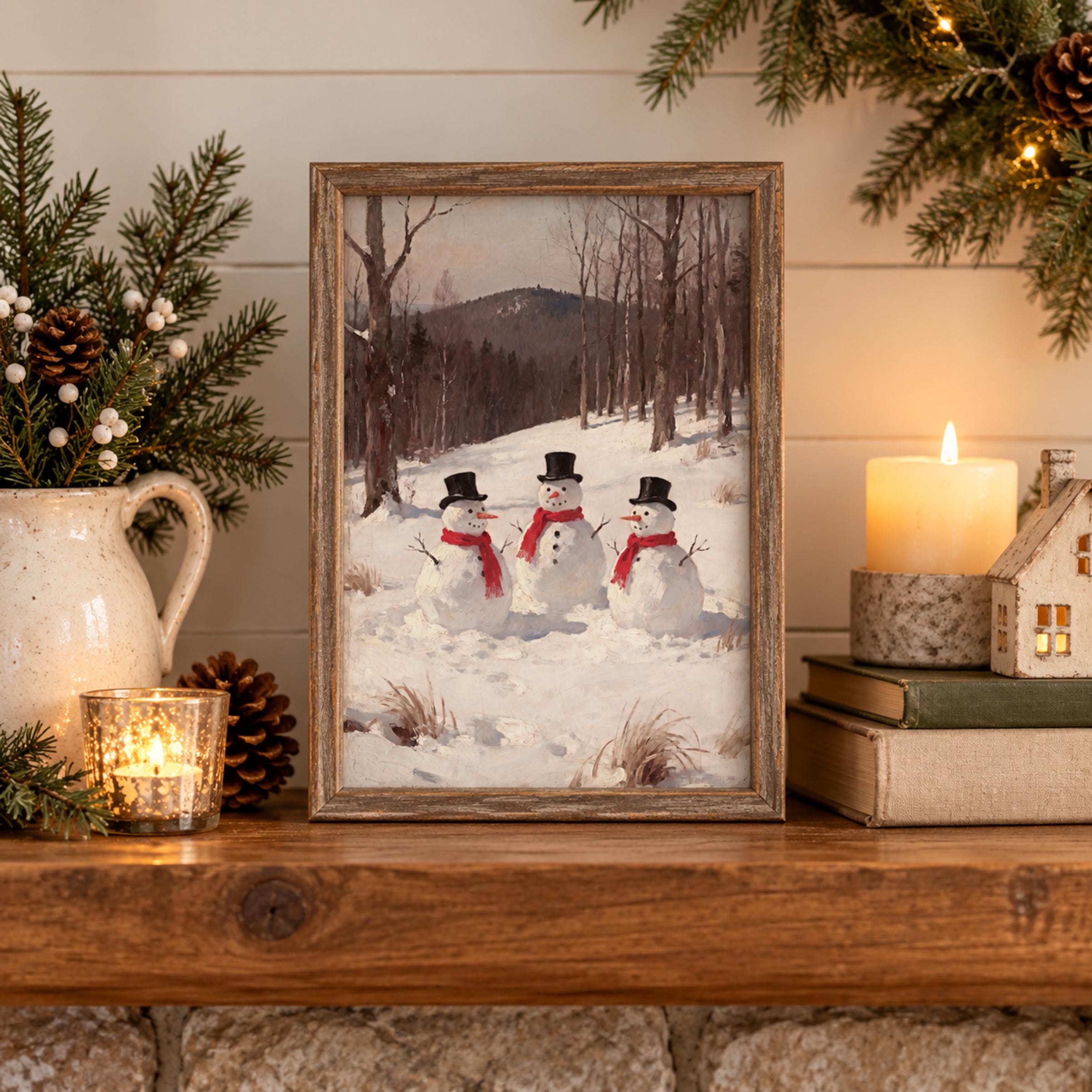 Winter Christmas Snowman Wall Art Printable | Rustic Cabin Decor (Digital Download) — image 4