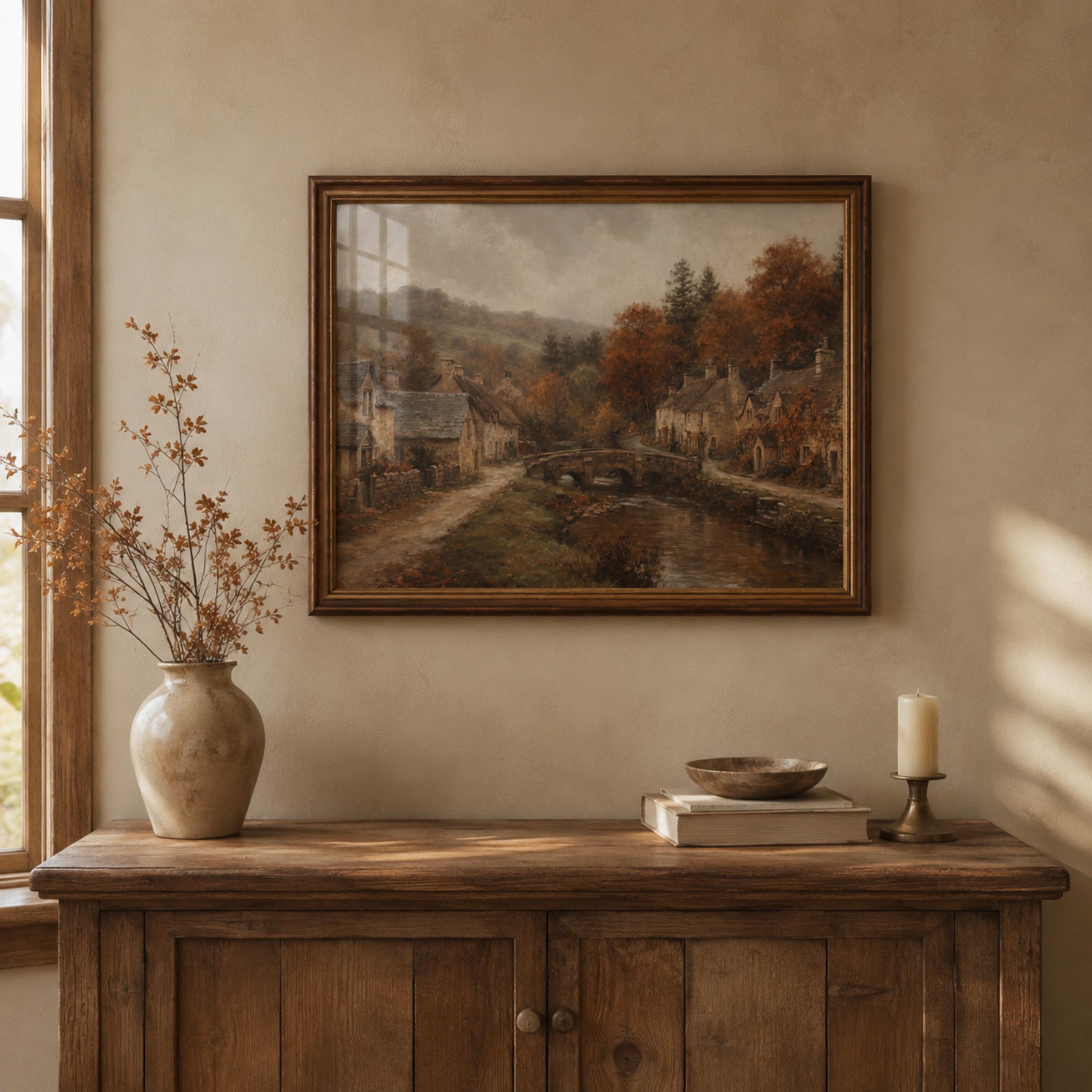 Cotswolds Fall Wall Art | English Cottage Village Print | Vintage Farmhouse Digital Download — image 3