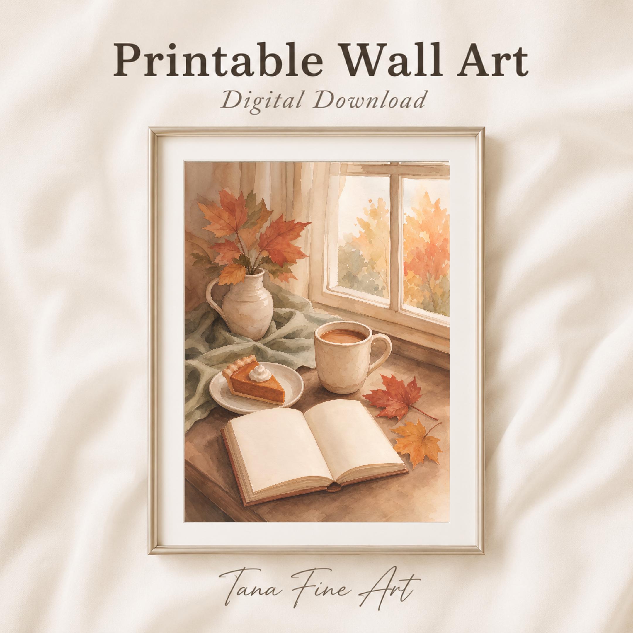 Fall Reading Nook Wall Art | Pumpkin Pie Coffee Print | Cozy Autumn Printable Digital Download — image 5