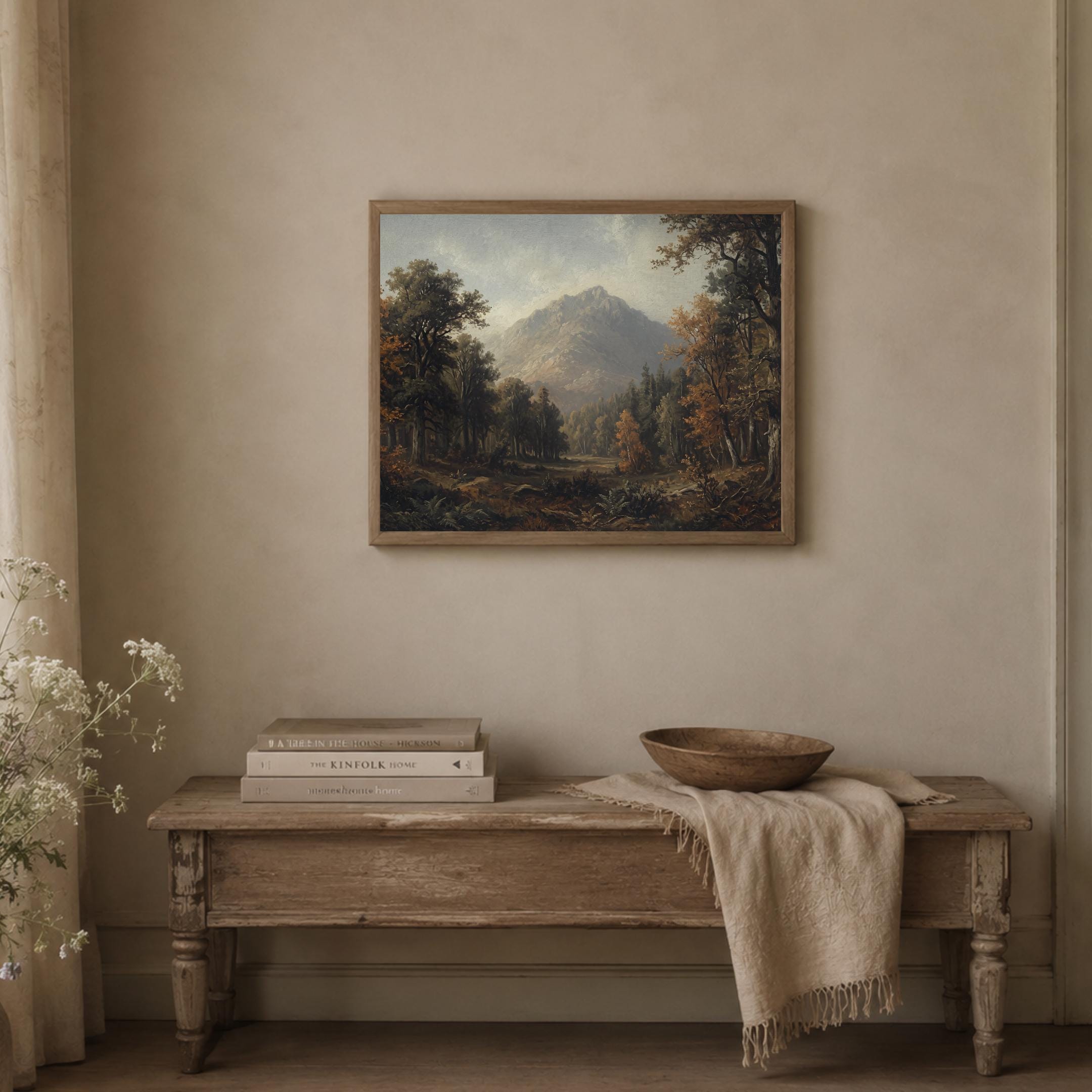 Moody Mountain Wall Art | Forest Landscape Print | Vintage Nature Digital Download — image 4