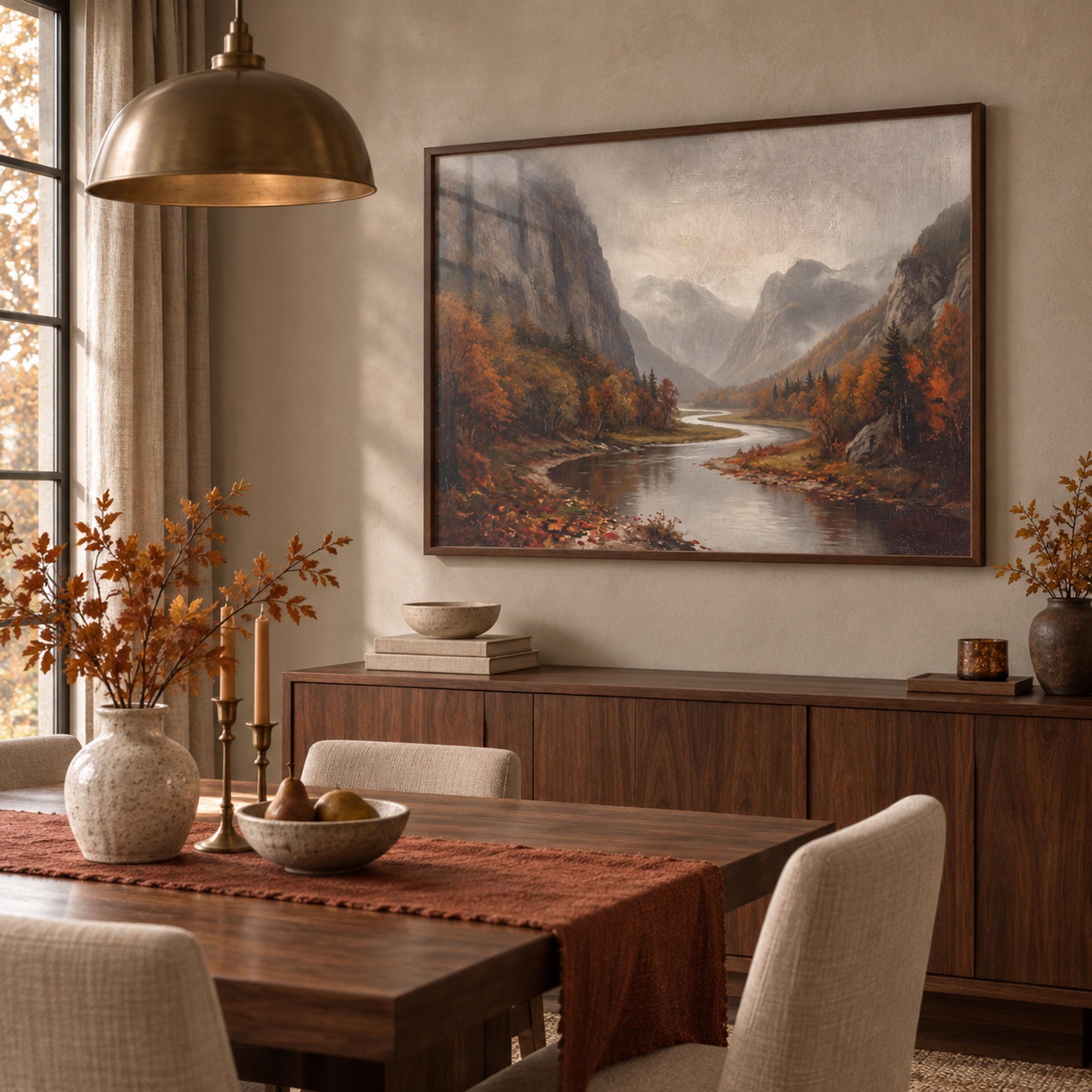 Autumn Mountain Printable Wall Art, Moody River Valley Landscape, Rustic Decor Digital Download — image 4