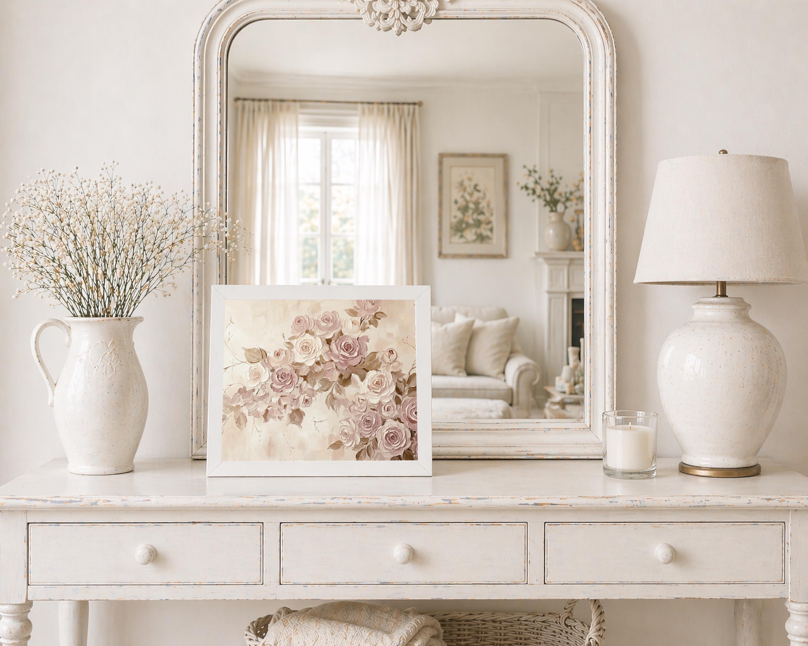Spring Rose Wall Art Printable For Living Room , Romantic Neutral Floral (Digital Download) — image 7