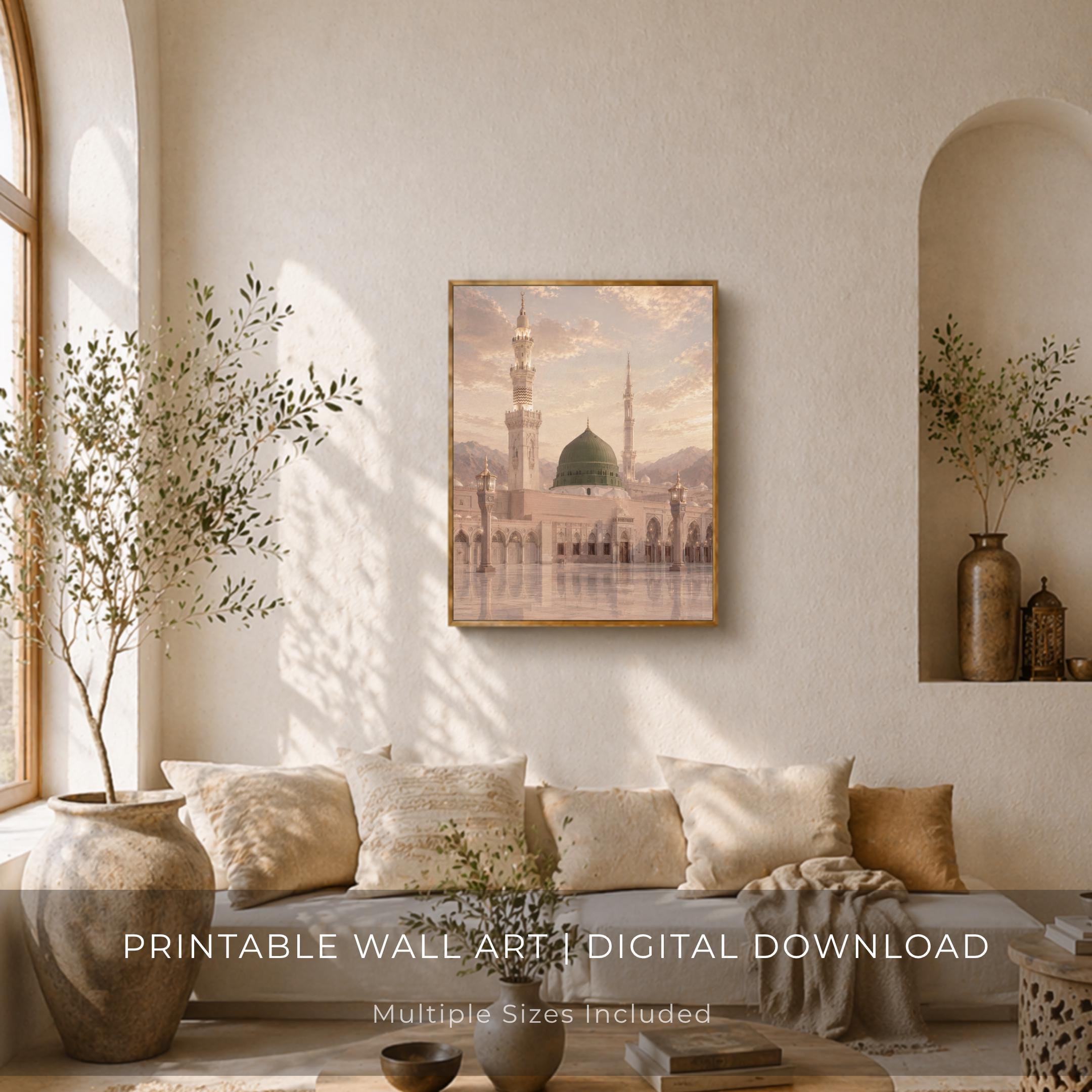 Medina Inspired Printable Wall Art, Green Dome Mosque, Islamic Prayer Room Decor (Digital Download) — image 6