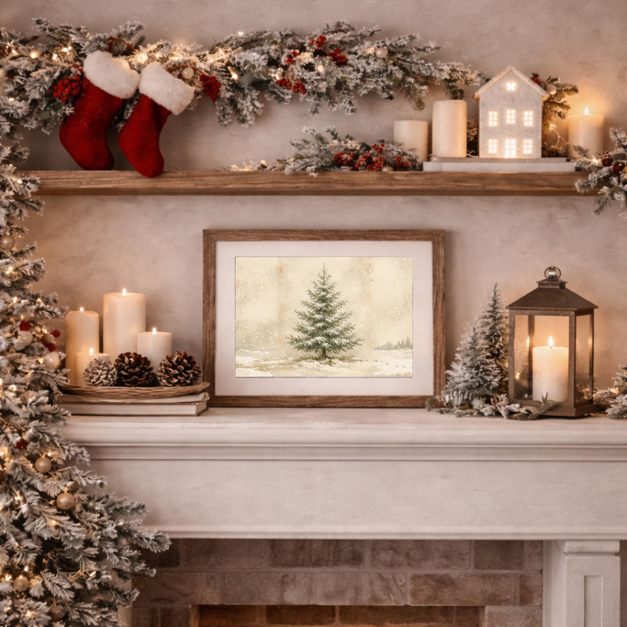 Winter Tree Wall Art Printable | Neutral Snowy Pine Print | Minimal Rustic Decor (Digital Download) — image 7