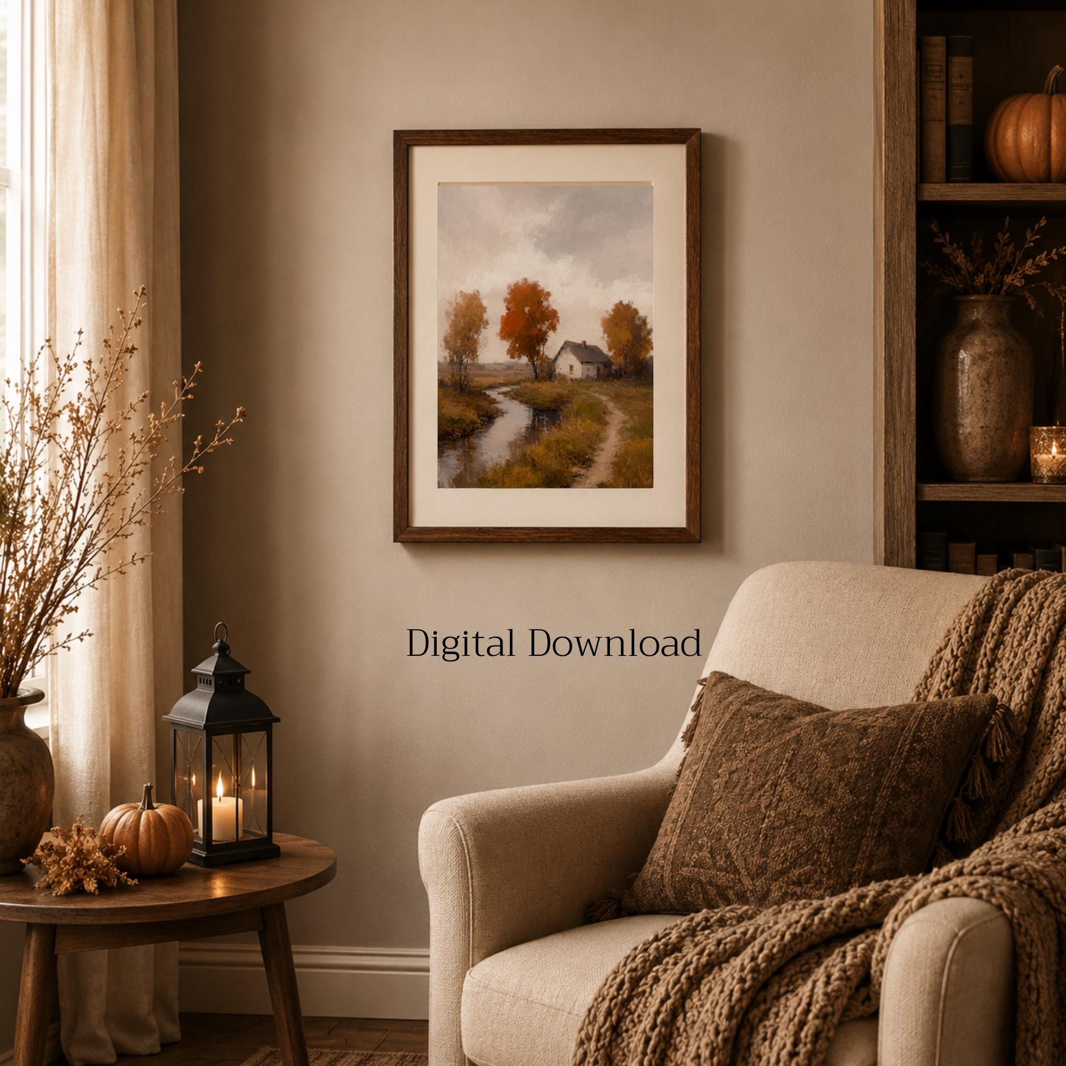 Farmhouse Creek Printable Wall Art, Autumn Countryside Rustic Cottage Digital Download — image 5