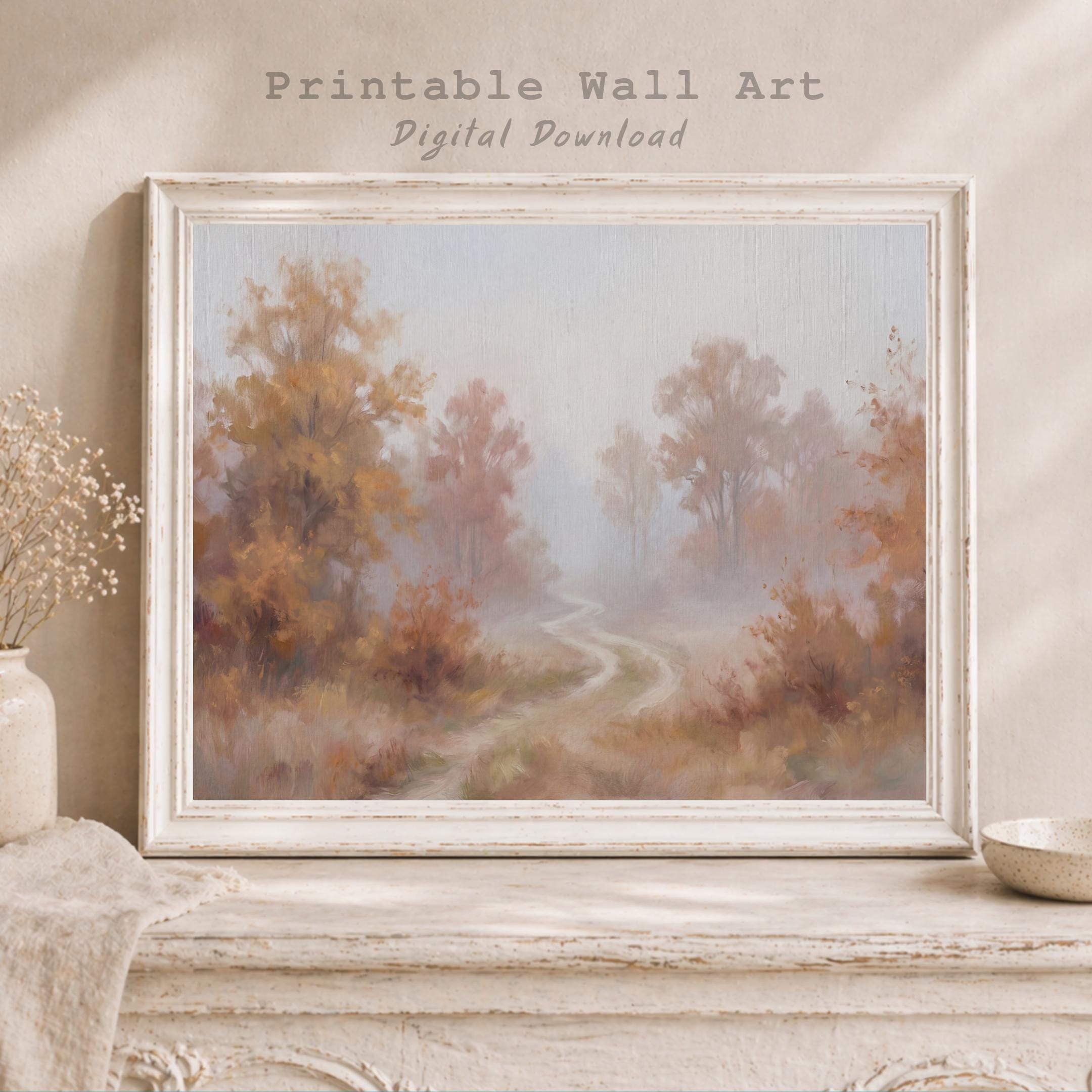 Misty Autumn Path Print, Soft Fall Landscape Wall Art, Rustic Fall Decor (Digital Download) — image 7
