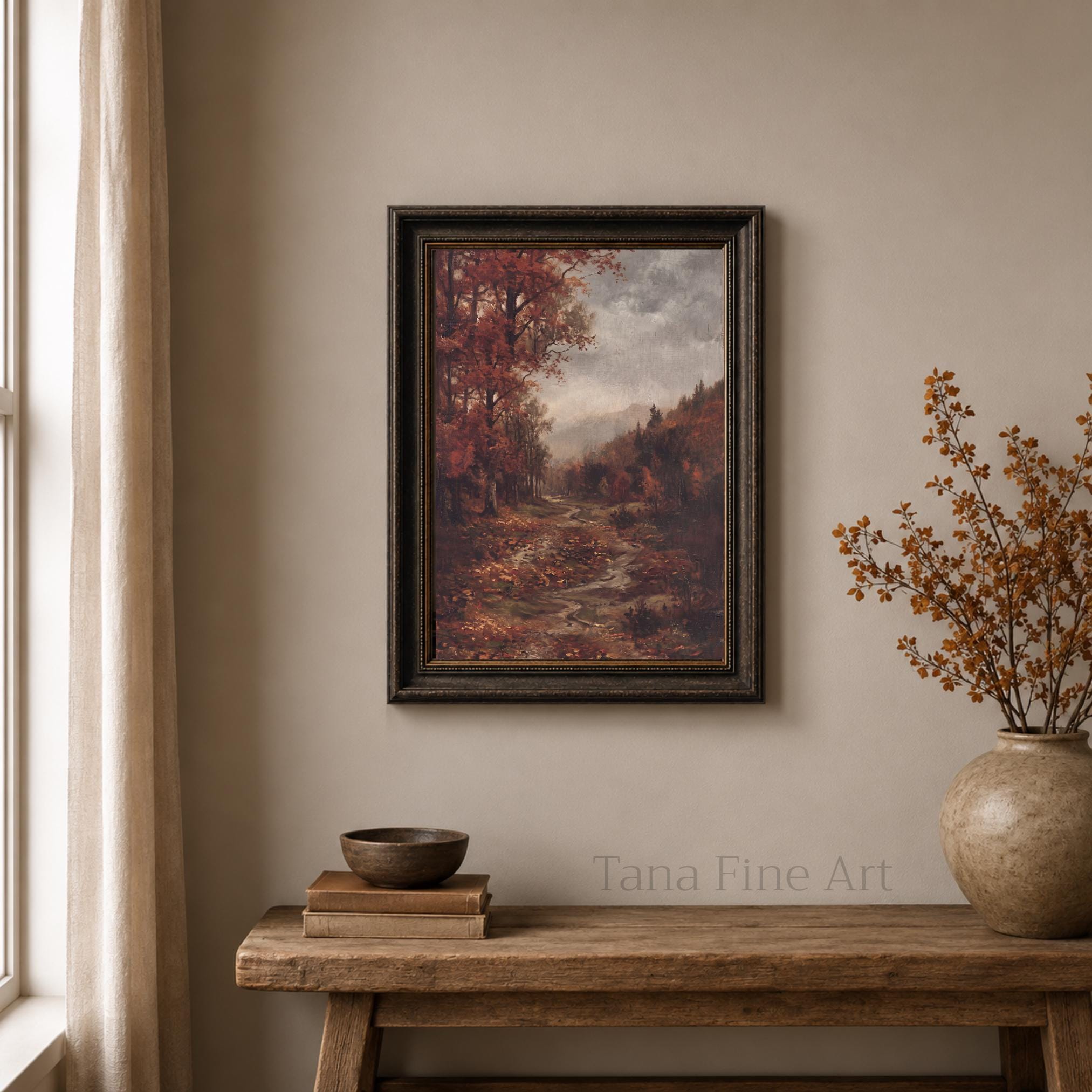 Autumn Forest Path Printable Wall Art, Moody Fall Landscape, Cottagecore Decor Digital Download — image 7