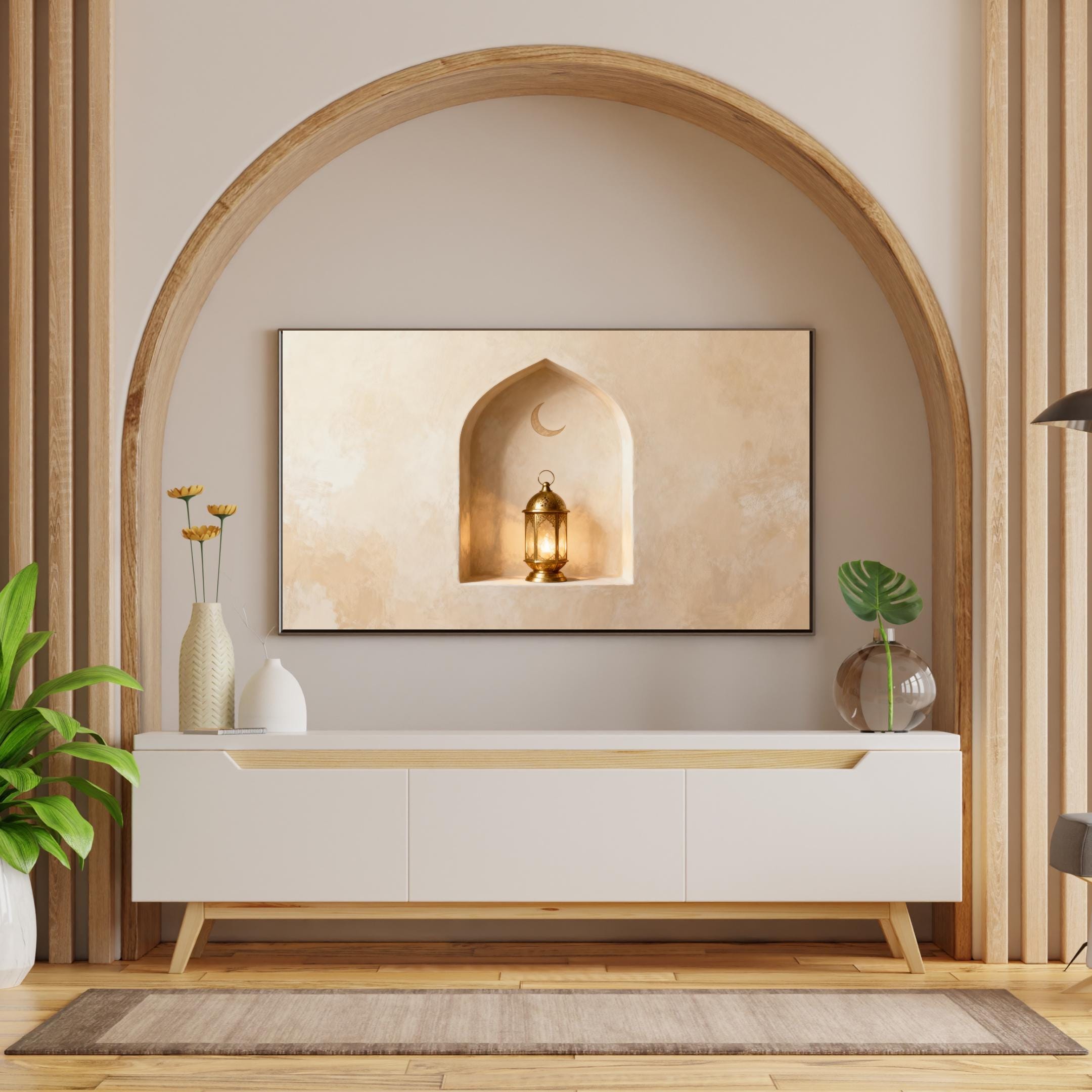 Islamic Frame TV Art | Minimal Crescent Lantern | 4K Digital Download — image 3